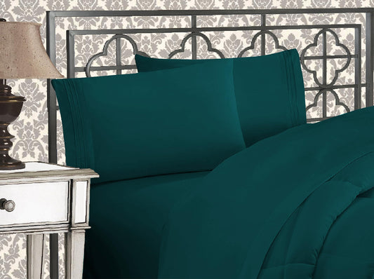 Elegant Comfort 1500 Thread Count Wrinkle & Fade Resistant Egyptian Quality Microfiber Ultra Soft Luxurious 4-Piece Bed Sheet Set with Deep Pockets, King, Marine Teal