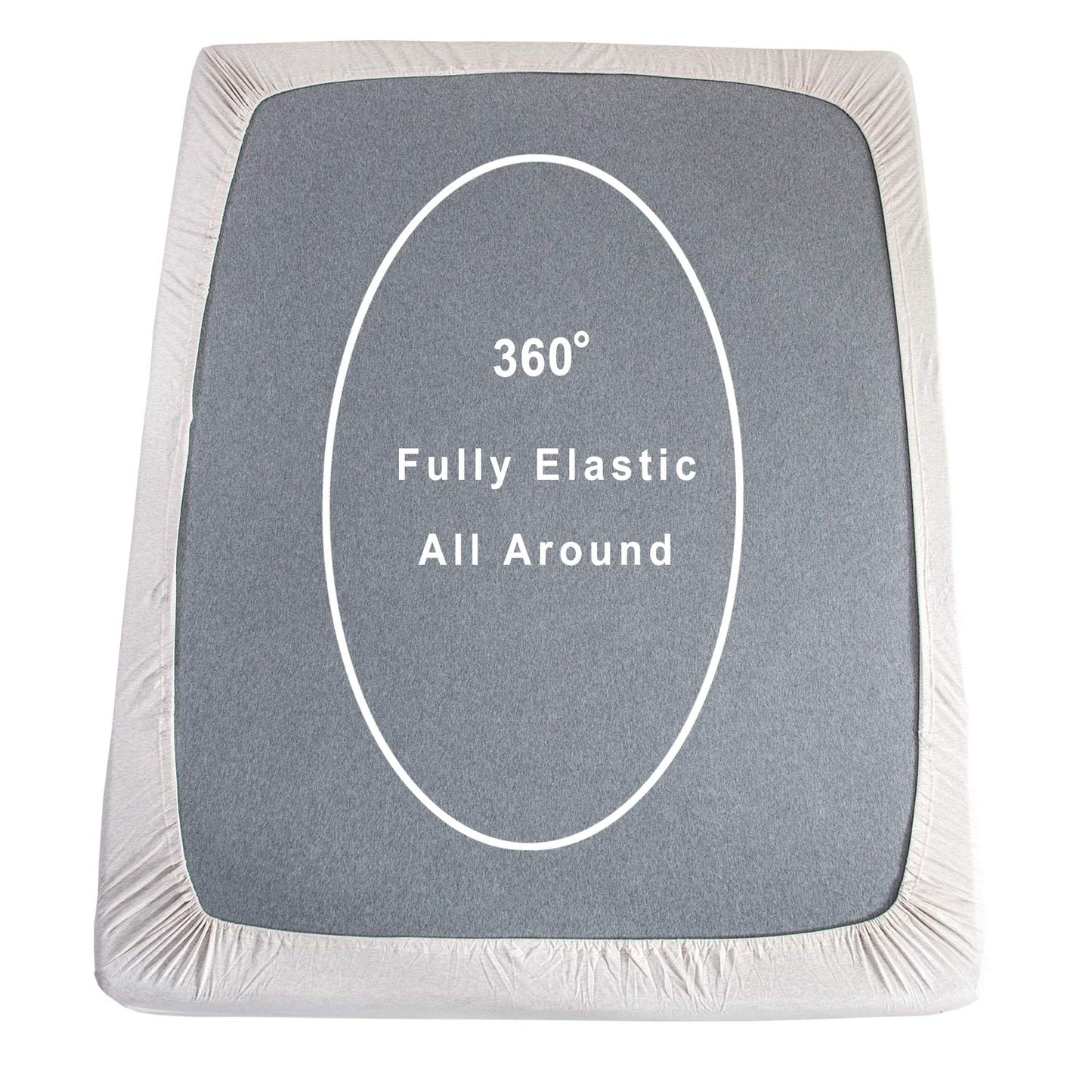 PURE ERA Jersey Knit Cotton Fitted Bottom Sheet ONLY (No Flat Sheet or Pillow Cases) Deep Pocket Up to 15" to 20" Ultra Soft Comfy Breathable Beige Queen