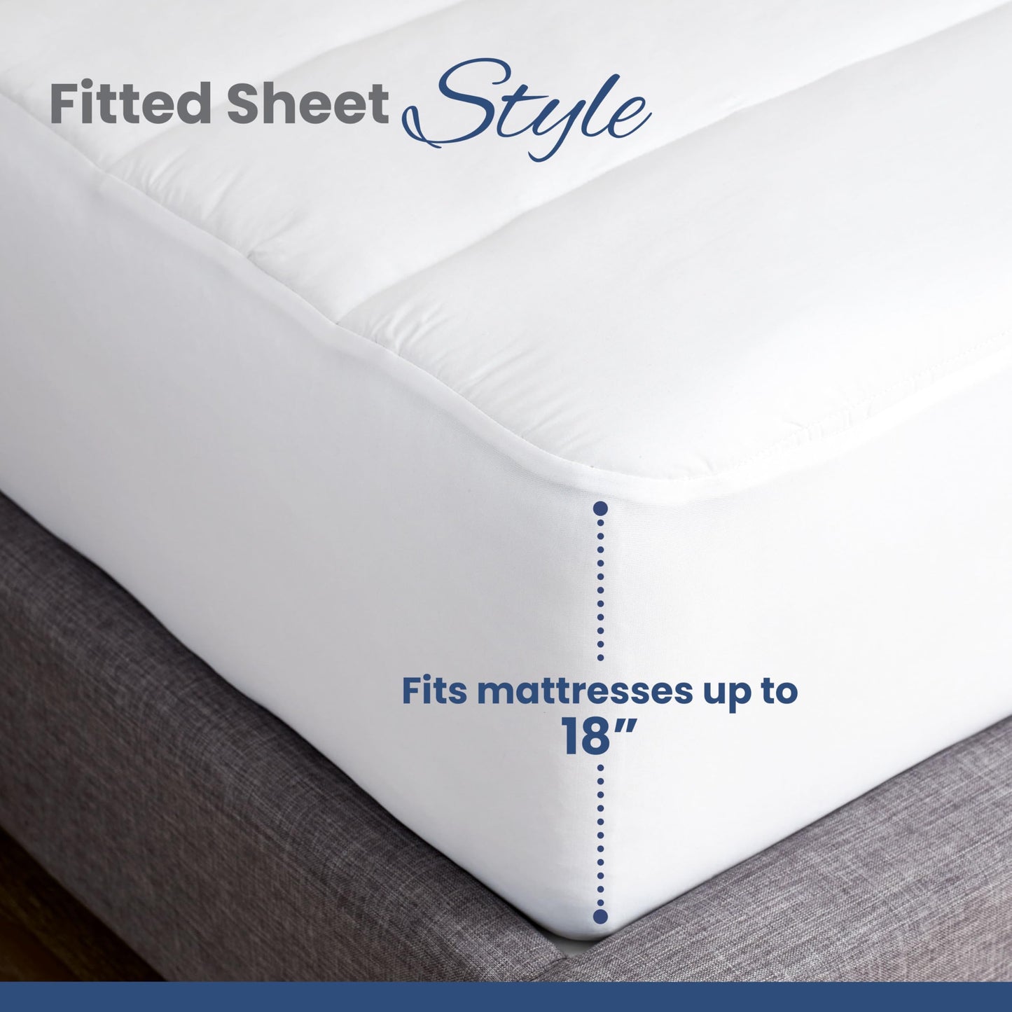 Martex Quilted Mattress Pad, Soft Breathable Polyester-Cotton Blend Fabric, Premium Polyester Fill Mattress Topper Pad, Deep Pocket Elastic Fit up to 18”, All-Season Comfort, Machine Washable, Twin