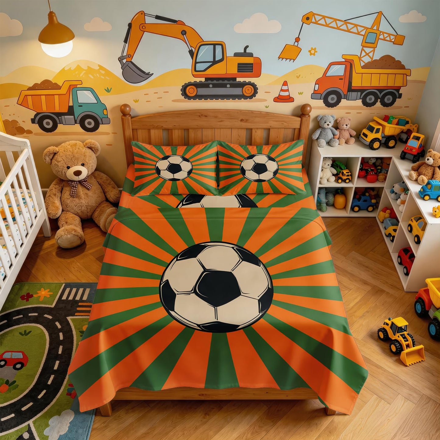 Soccer Queen Sheet Set 4 Pcs Boys Ball Sports Bed Sheets, Yellow