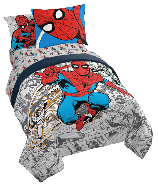 Marvel Spiderman Spidey VS 7 Piece Full Size Bed Set - Includes Comforter & Sheet Set Bedding - Super Soft Fade Resistant Microfiber (Official Product)