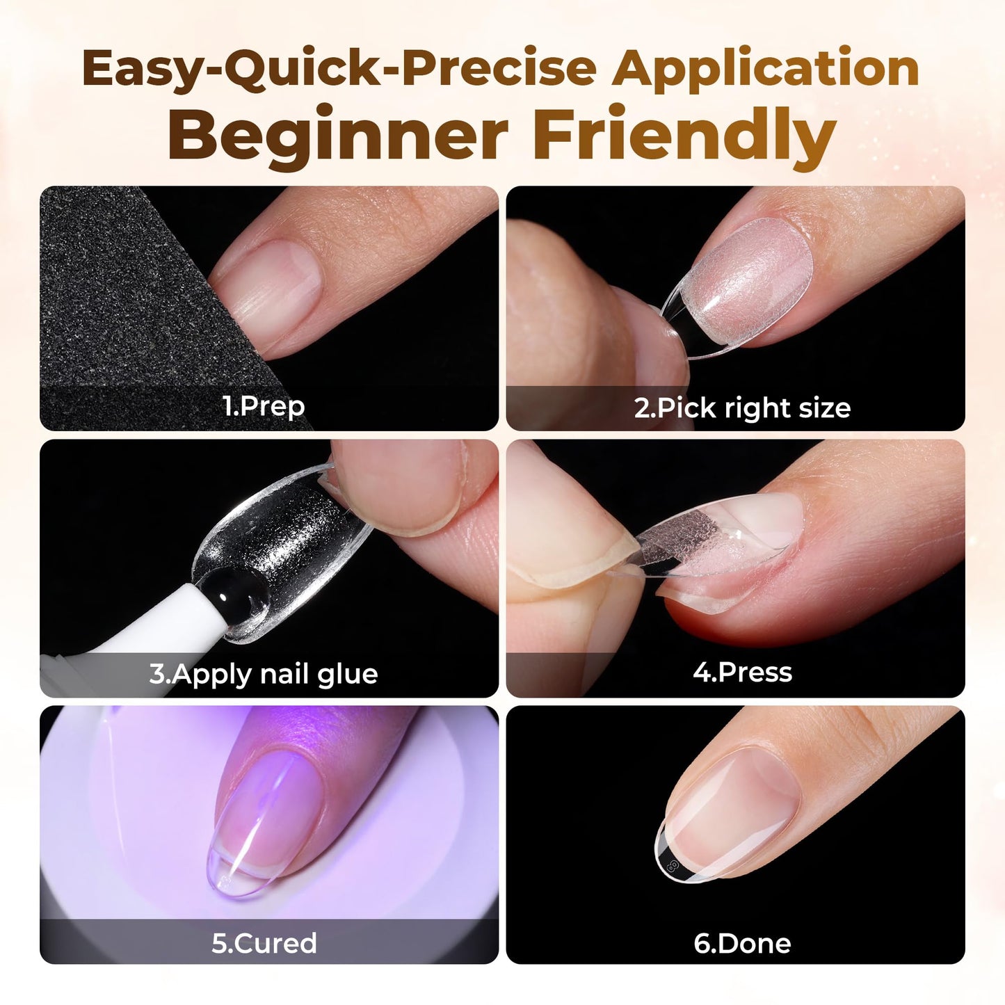 UNA GELLA Short Oval Almond Fake Nails 504pcs Press on Nails Pre-shape Short Almond Round Gel Nail Tips for Full Cover Acrylic False Nails For Nail Extension Home DIY Salon 12 Sizes False Gelly Tips