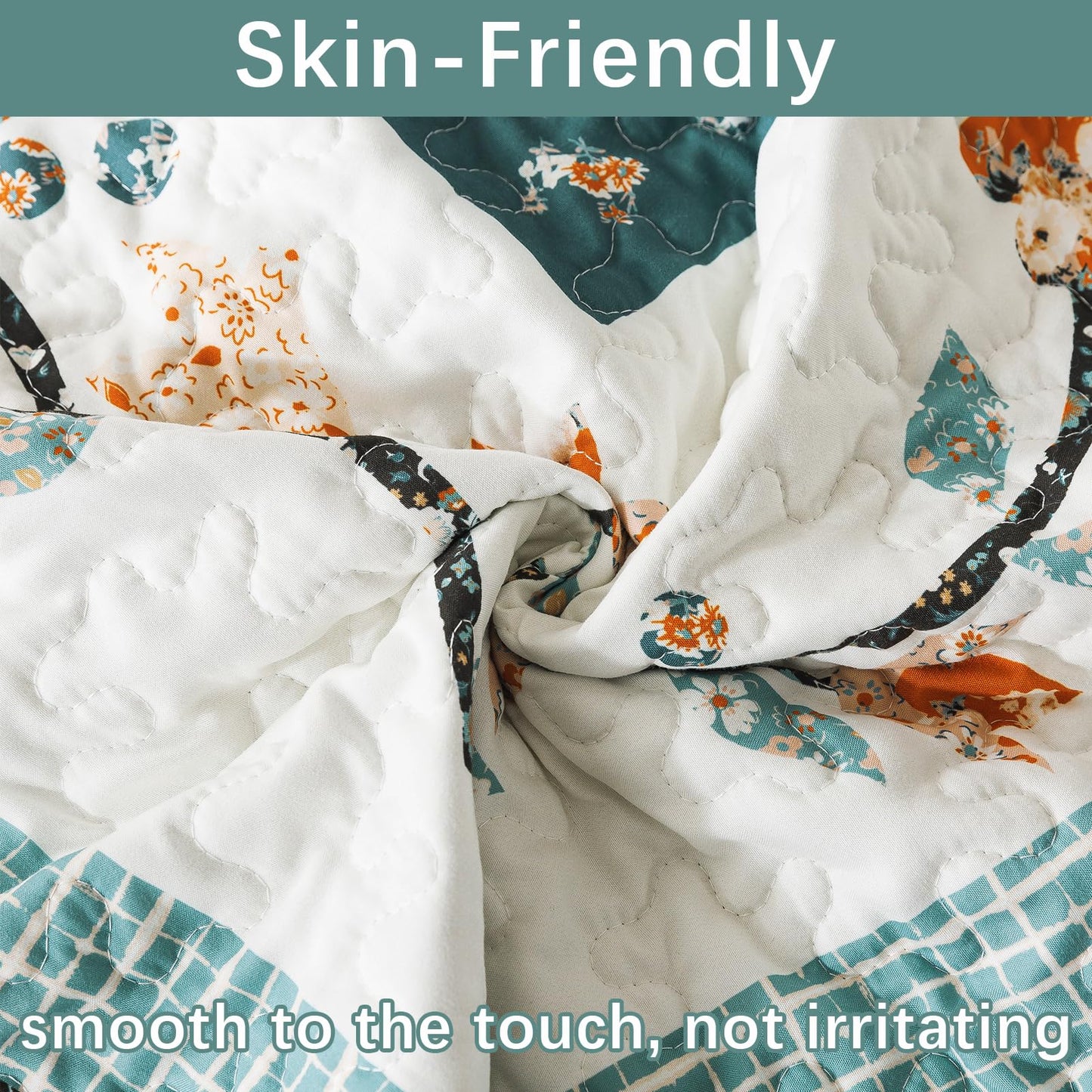 BEDIFANY Cotton King Size Quilt Sets, Lightweight King Quilt Bedding Set (98 x 106 inch) Garden Style Floral Bedspread King Size Coverlet Set for Bed Decorations - All Seasons, 3 Pieces