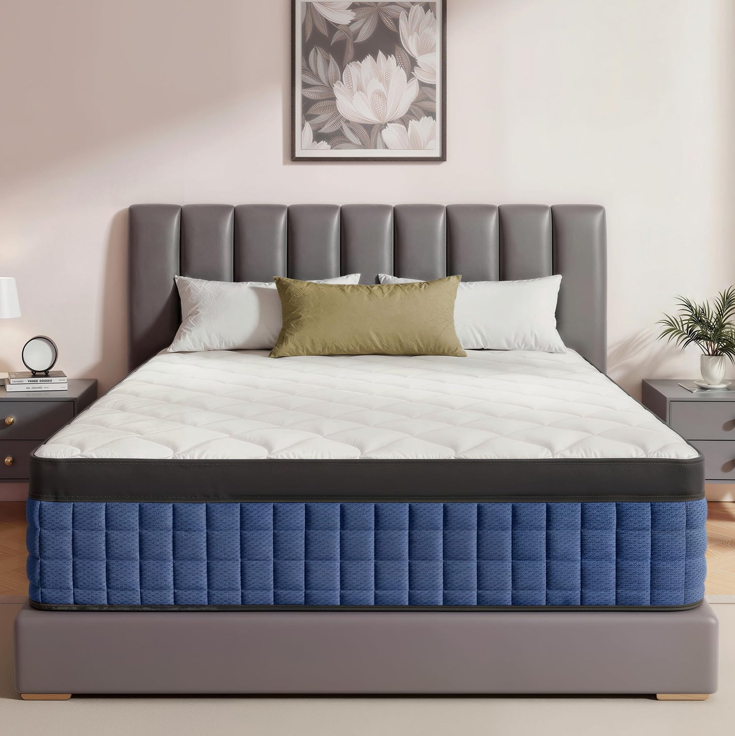 NHNHPO 12 Inch Queen Mattress,Queen Size Mattress in a Box,Gel Memory Foam Hybrid Mattresses with Pocket Springs for Motion Isolation,Pressure Relief,Medium Firm,Back & Lumbar Support,365-Night Trial