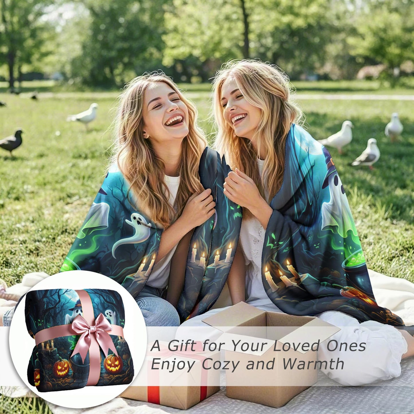 GEDAEUBA Halloween Throw Blanket Soft - Spooky Ghost Pumpkin Fleece Blanket Throw, Soft Cozy Blankets & Throws for Couch, Bed, and Sofa, 50x60 inches
