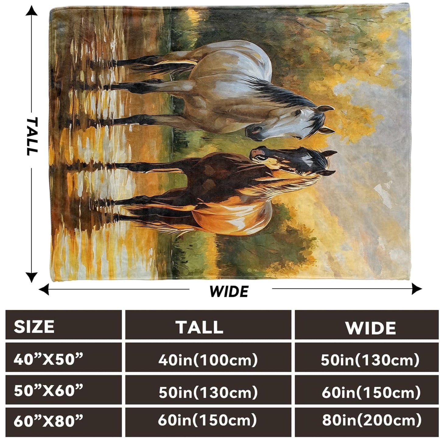 Lugiu Horse Blanket, Lightweight Comfy Sunset River and Tree Botanical Throw for Couch Sofa Bedroom, Soft Cozy Travel Flannel Rustic Peaceful Blankets Gifts for Women Girls Kids, Home Decor 60×50in