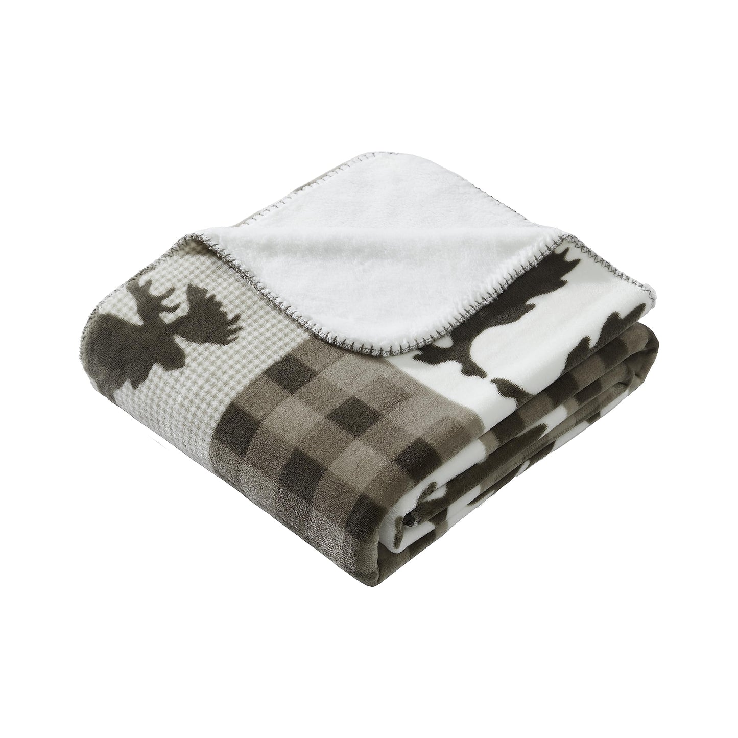 Coleman Large Oversized Reversible Micro-Mink and Sherpa Throw Blanket 60x80 Inch, Dark Taupe
