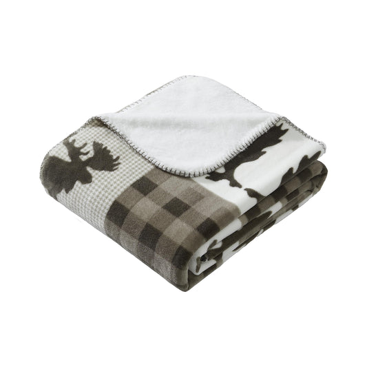 Coleman Large Oversized Reversible Micro-Mink and Sherpa Throw Blanket 60x80 Inch, Dark Taupe
