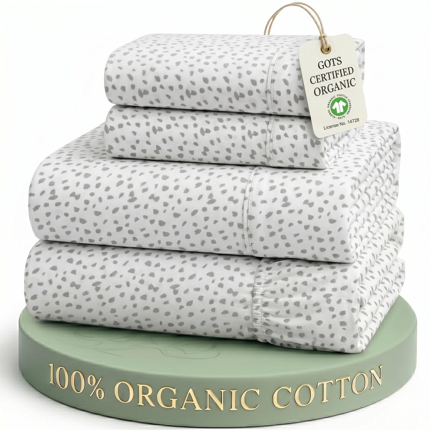 LANE LINEN Queen Size Bed Sheets 100% Organic Cotton GOTS Certified Percale Weave Deep Pocket 4 Piece Soft Breathable Cooling Lightweight All Season Machine Washable Crisp - Haze Grey
