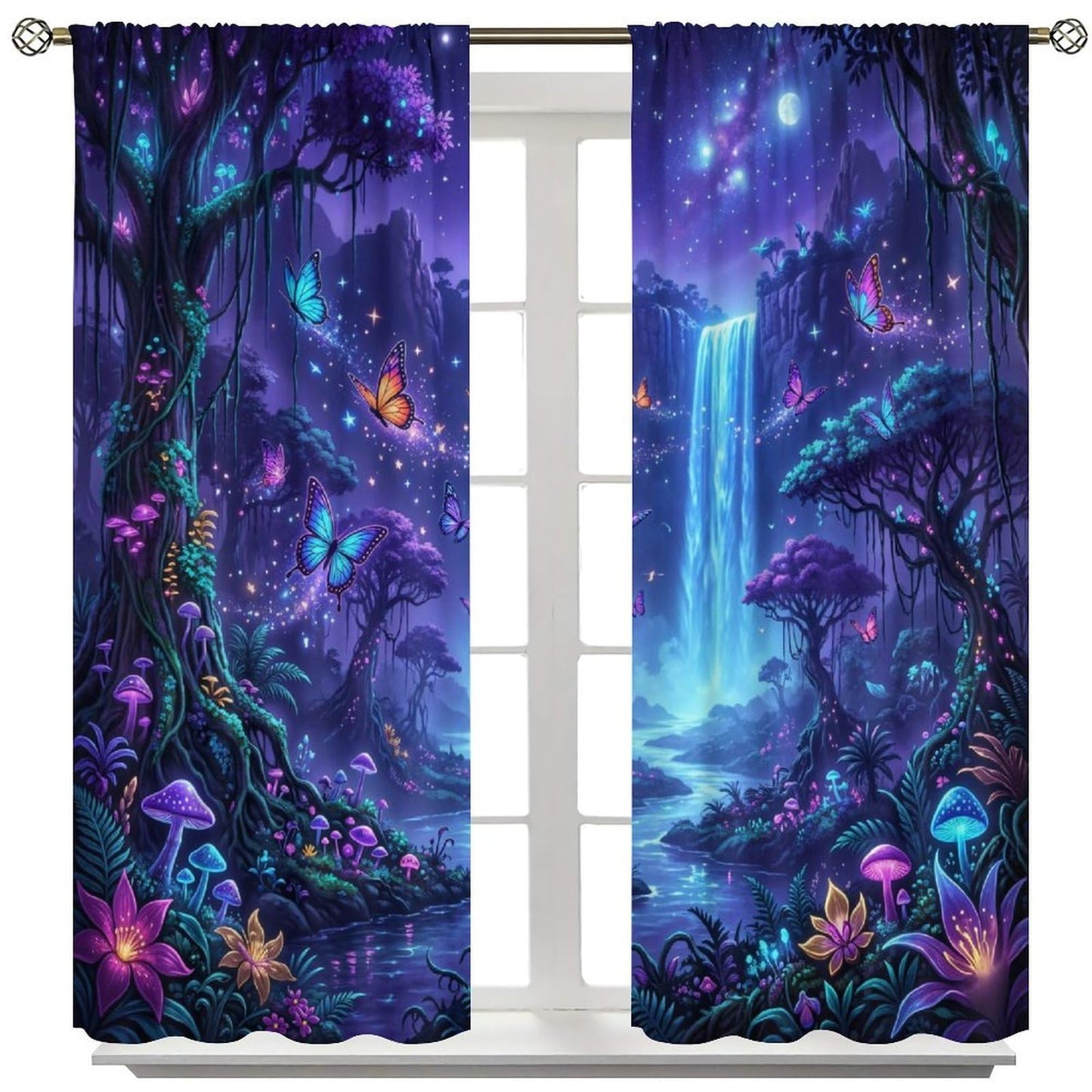 UFUH Fantasy Nature Curtains,Fairy Forest Landscape Blackout Window Treatments for Bedroom Living Room,2 Panels Set Total Size 42 x 45 Inch