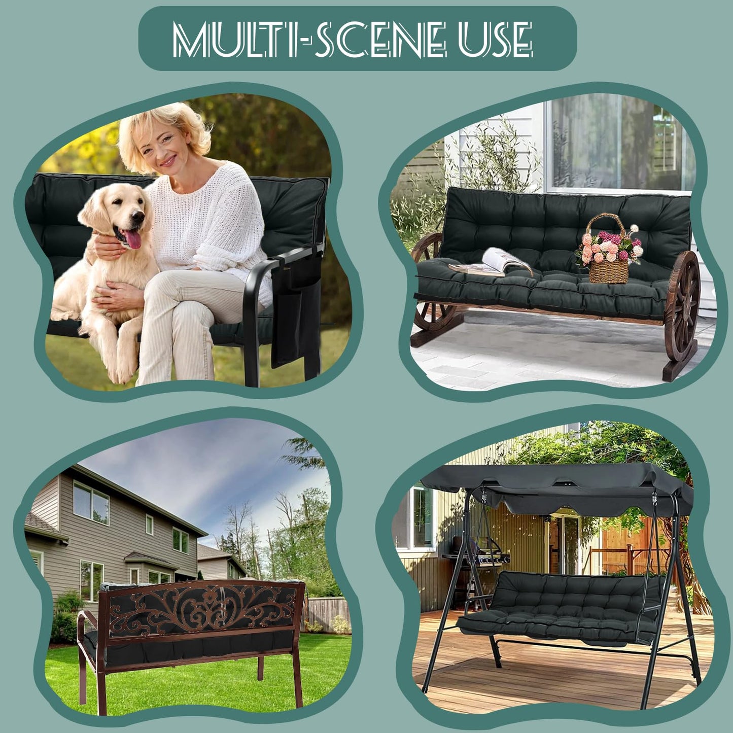 Sauqzoh Replacement Cushions for Swing, Swing Cushions 3 Seater Replacement, Waterproof Thicken Washable Cushion for Outdoor Indoor Furniture Swing Patio (Dark Gray, 40x55 inch)