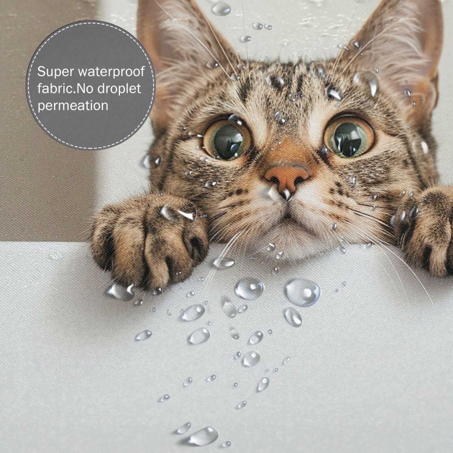 Myfsucce Funny Cat 72 * 72 Inch Shower Curtain Waterproof Bathroom Curtains with Grommets and Hooks for Bathroom Decor