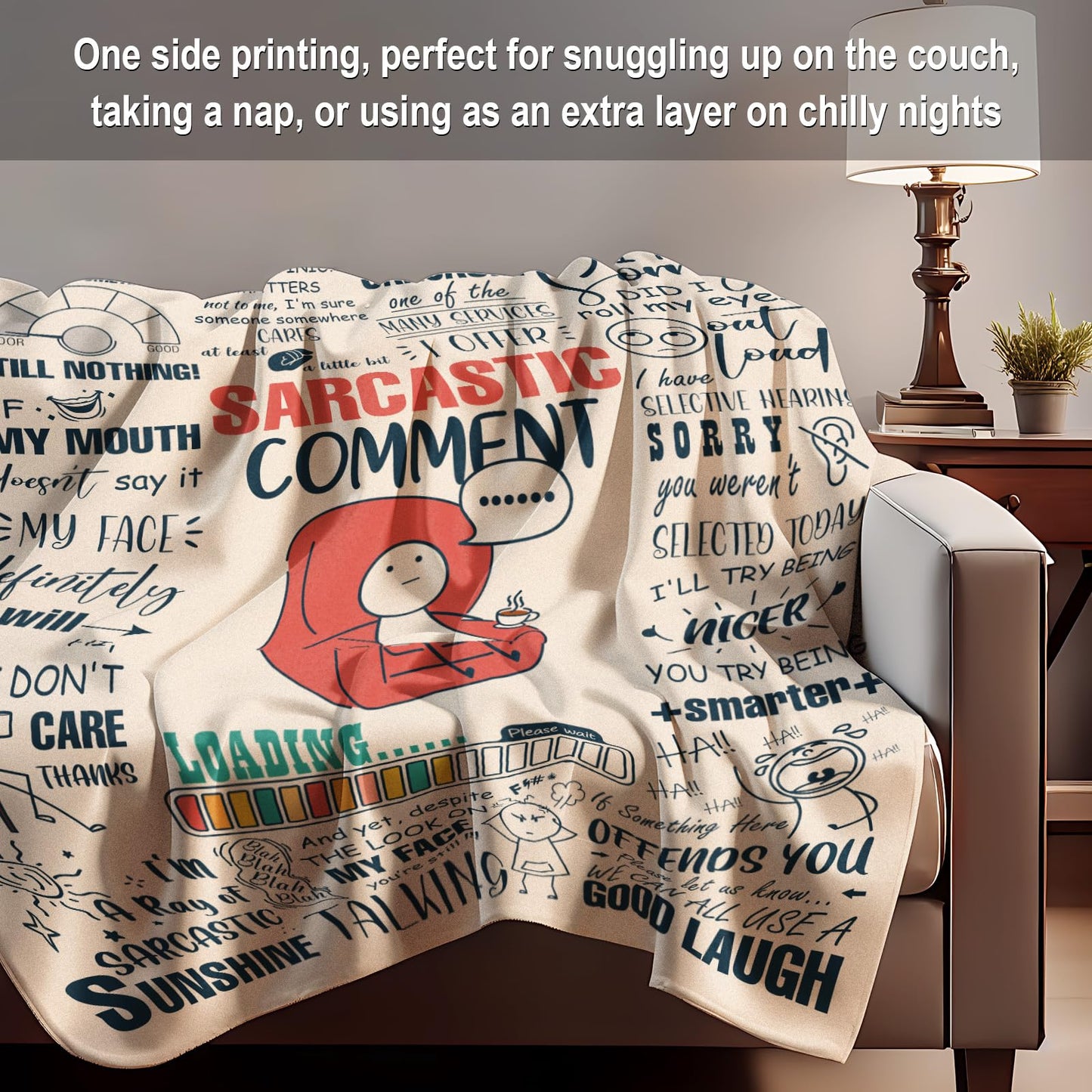 Flpoxzd Funny Blanket, Funny Birthday Gifts for Women, White Elephant Gifts for Adults, Funny Gifts for Friends Coworker, Sarcastic Gift for Woman, Sarcastic Comment Blanket 60”x50”
