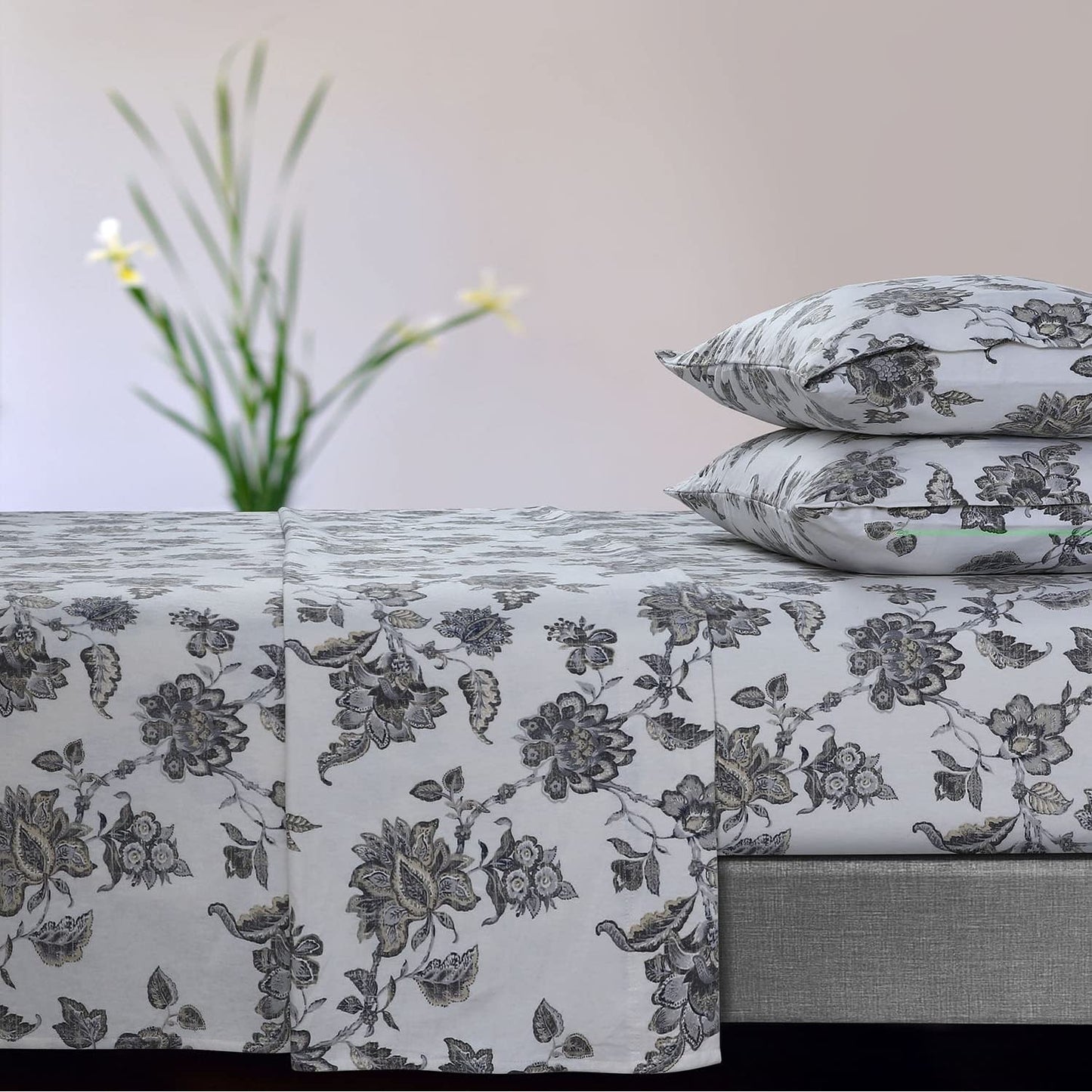 Ayana Flannel Sheet Set Grey Queen