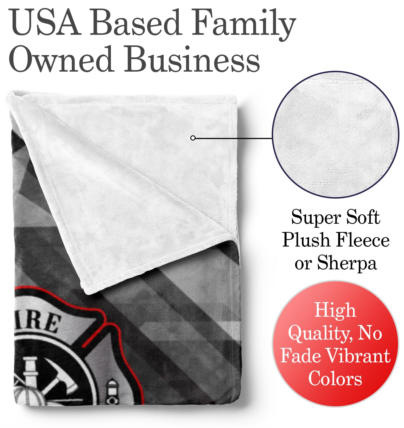 Customized Fire Fighter Blanket - Ships Next Day, Printed in USA - Soft Fleece or Sherpa Blanket - Personalized Throw, Fire Department