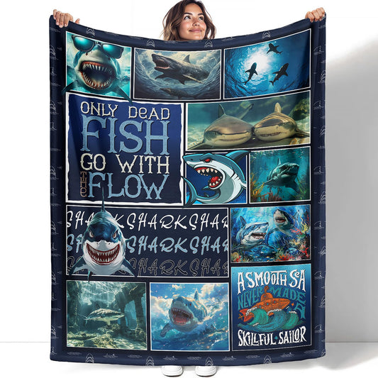 XSMEI Shark Throw Blanket, Ocean Marine Life Design, Soft Cozy Fleece Blanket for Couch Bed, 60 x 80 Inches
