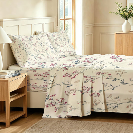 Wildflower Full Bedding Set Minimalist Floral Sheet Sets