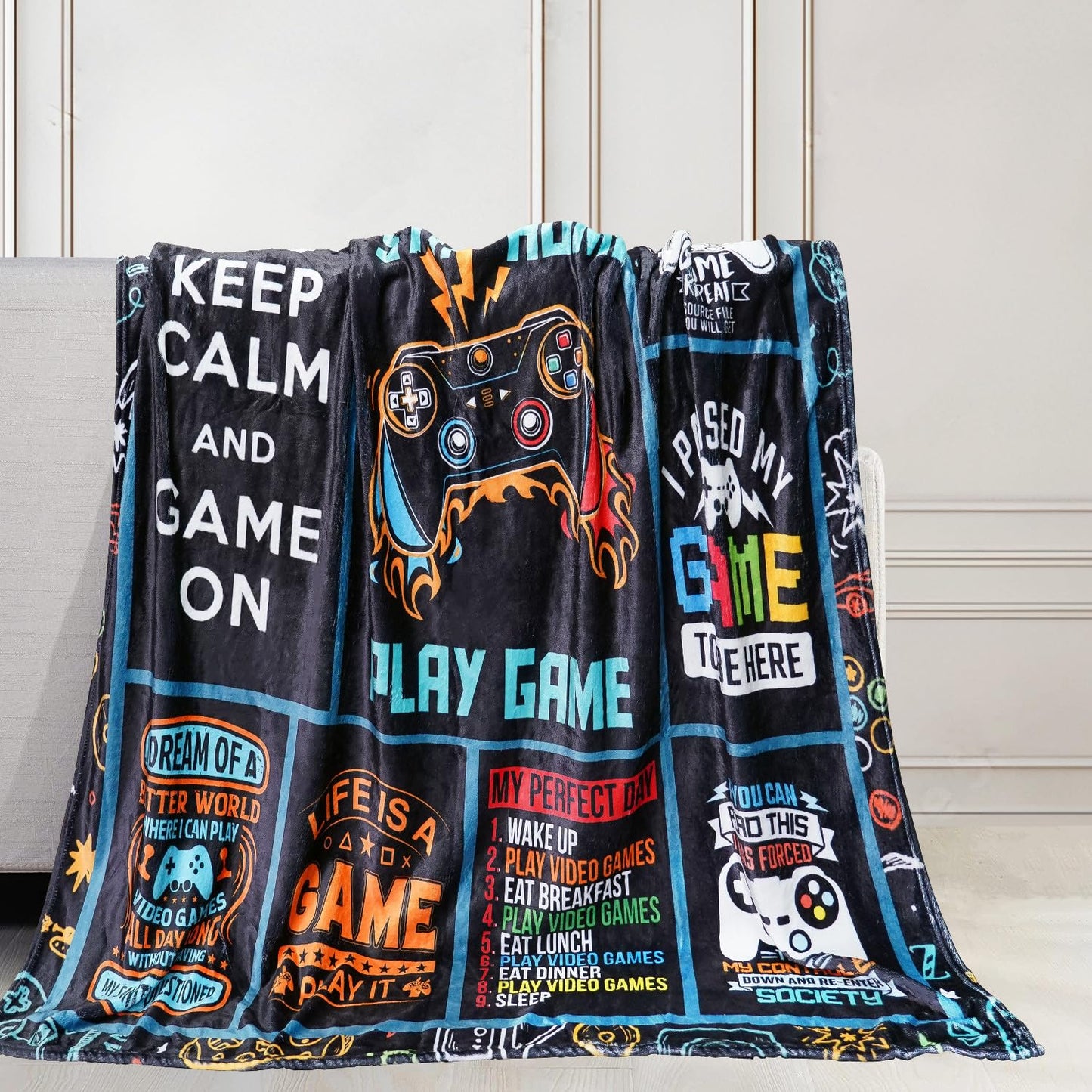 Video Game Gifts: Gamer Soft Comfortable Travel Blanket for Boys & Girls, Game Blankets Present for Kids & Adults, Size 40'x50'