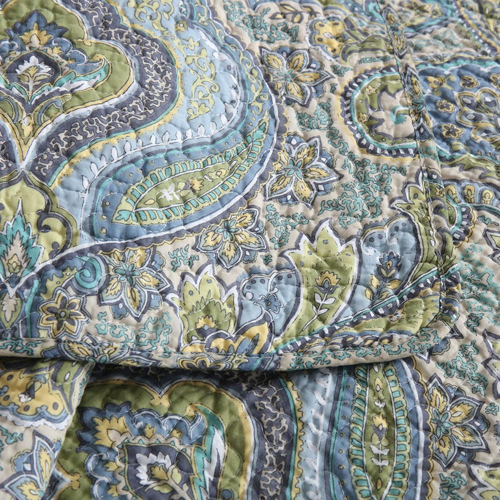 Autumn Dream Cotton Bedspread Quilt Sets, 3 Pieces Reversible Comforter Coverlet Sets, Classical Damask Paisley,King Size