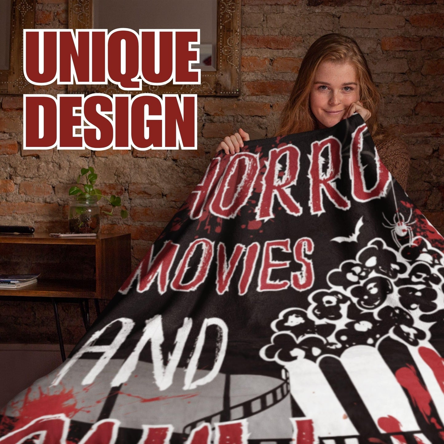 Huglanket Horror Movie Blanket for Horror Movies Fans, Throw Blanket for All Seasons, Horror Movies and Chill