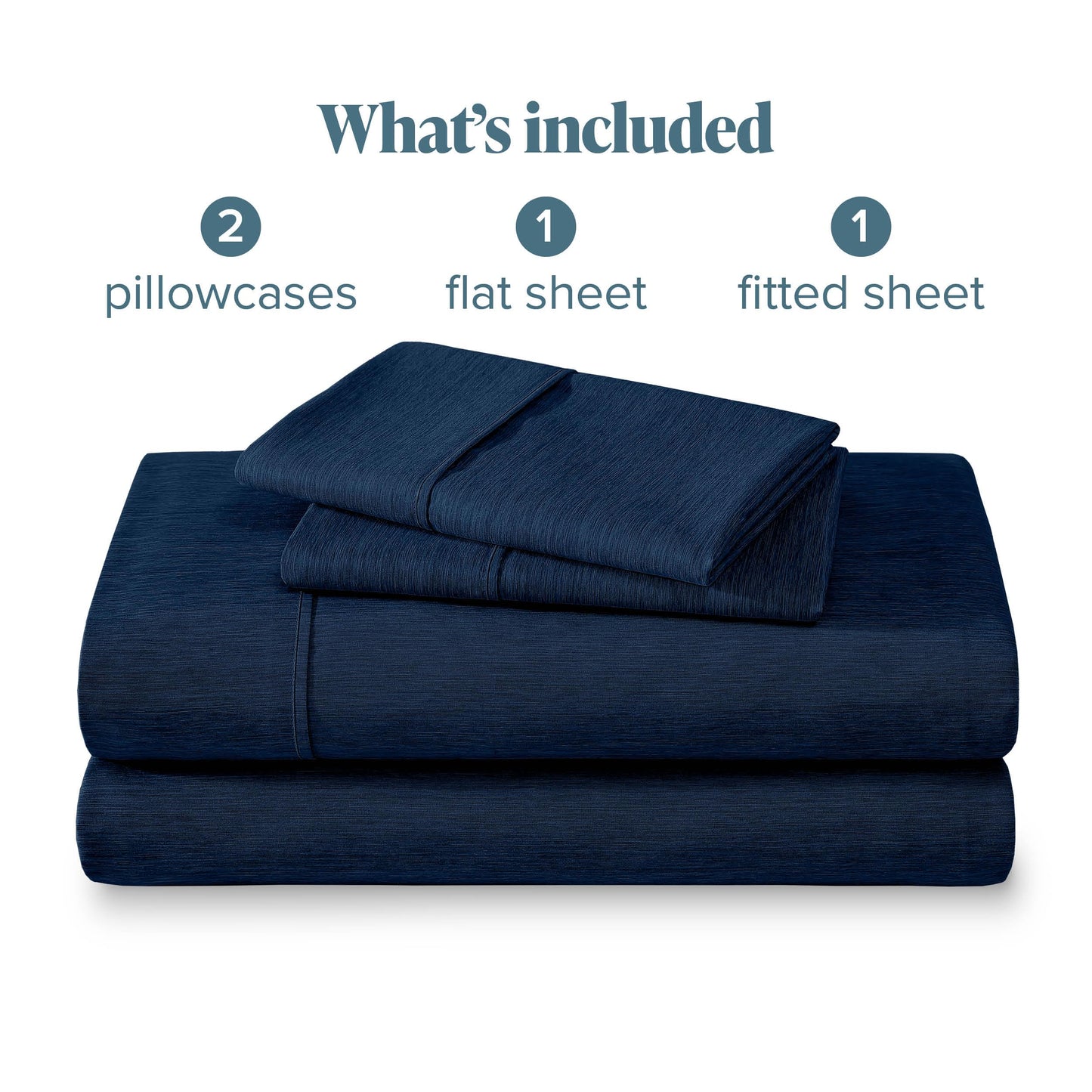 Bare Home Queen Sheet Set - Luxury 1800 Ultra-Soft Microfiber Double Brushed - Deep Pockets - Easy Fit - 4 Piece Set - Bedding Sheets & Pillowcases (Queen, Heathered Dark Blue)