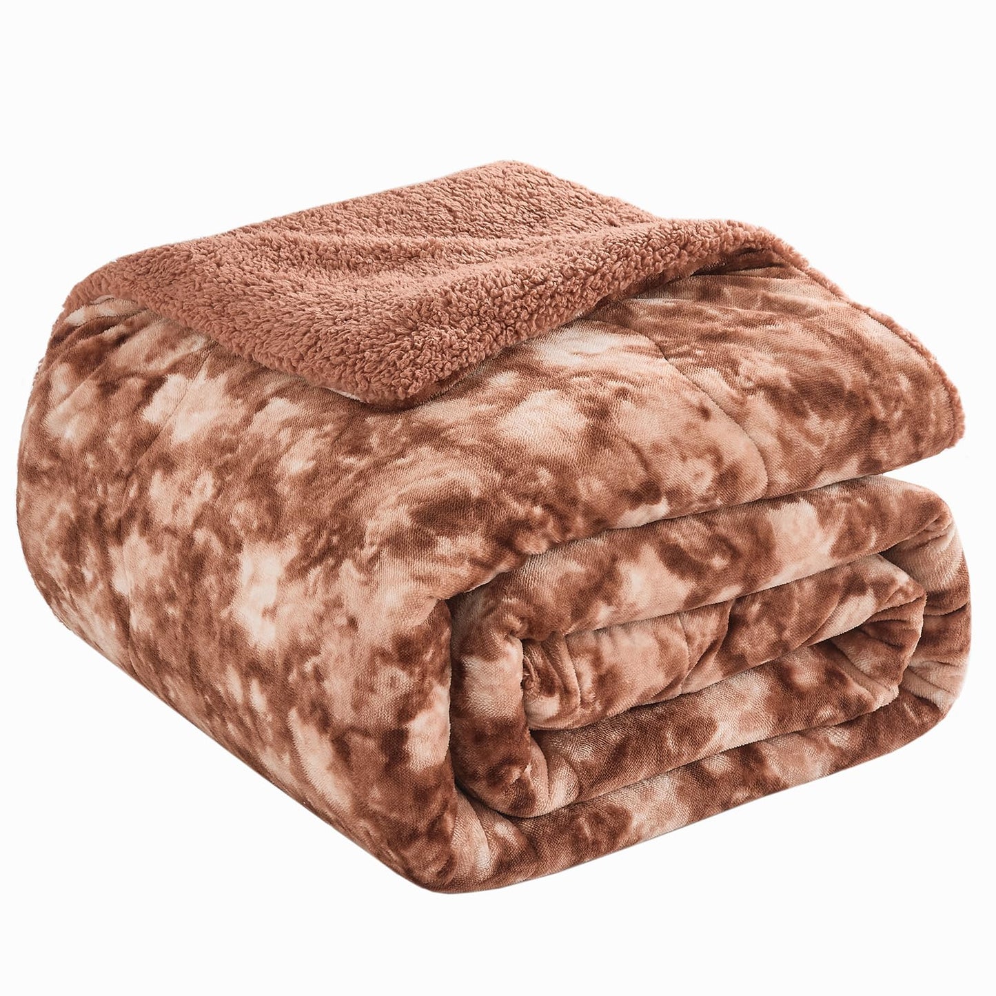 CHOSHOME Sherpa Fleece Blanket- Thick Warm Blanket for Winter, Soft Fuzzy Plush Blanket for Bed, Couch, Travel (Tie Dye Brown, King 90" x 108")