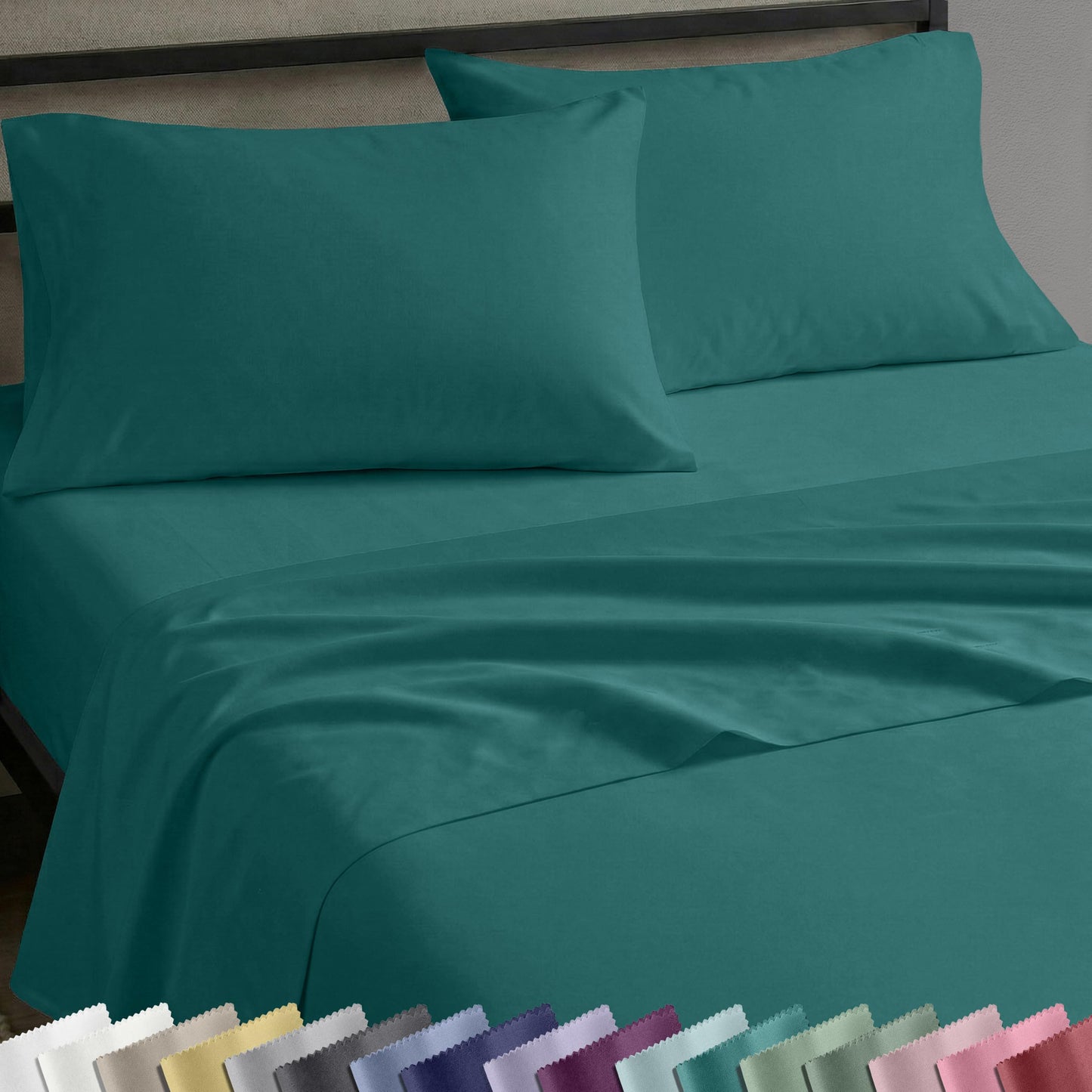 California Design Den Natural 100% Cotton Sheets Queen Size Bed - Soft Sateen Weave, Deep Pockets, Breathable and Durable Bedding Queen Size Teal (Deep Tone)