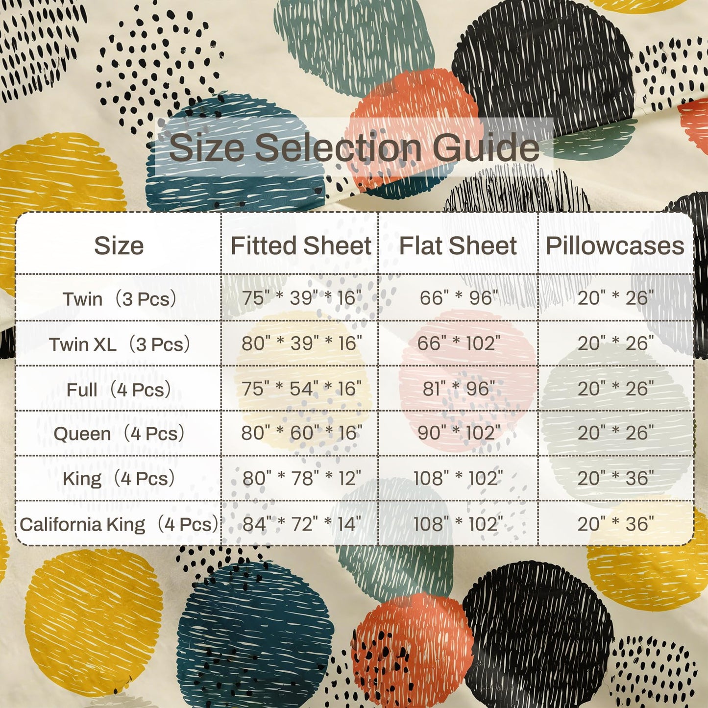 Polka Dot Queen Sheet Set 4 Pcs Colorful Bed Sheets, Green White