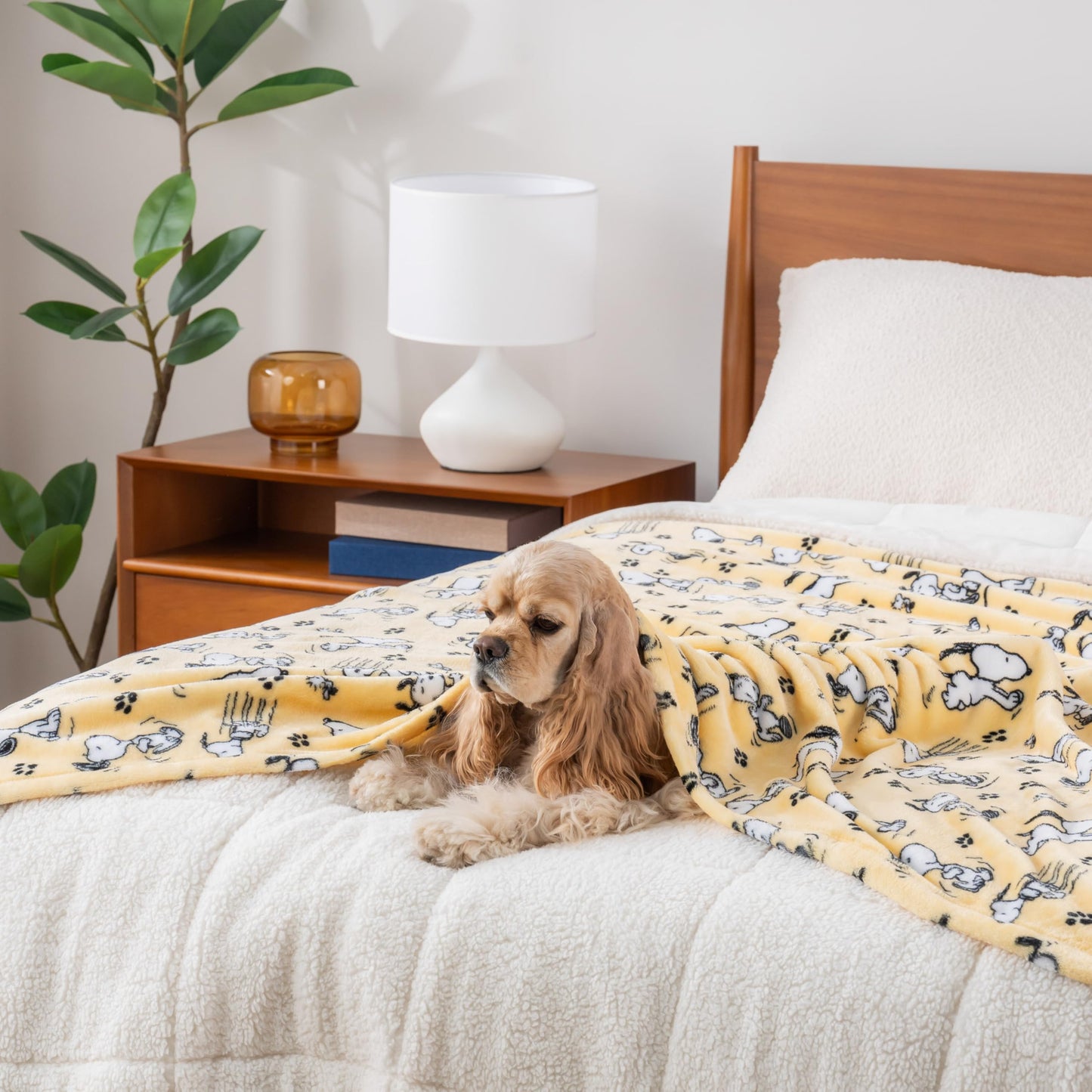 Berkshire Blanket Peanuts® VelvetLoft® Cute Character Snoopy Plush Throw Blanket,Peanuts Poses and Paws Sundress,Throw 55 in x 70 in (Official Peanuts® Product)