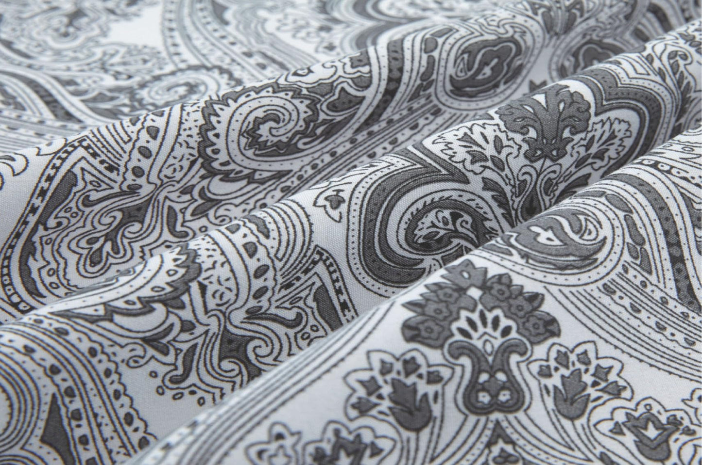 Spirit Linen home 6-Piece Twin Size Bed Sheet Set - Deep Pocket, Paisley Pattern, Soft and Breathable Bed Sheets, Microfiber Material, Includes 1 Fitted, 1 Flat, 4 Pillowcases - Dark Grey Paisley