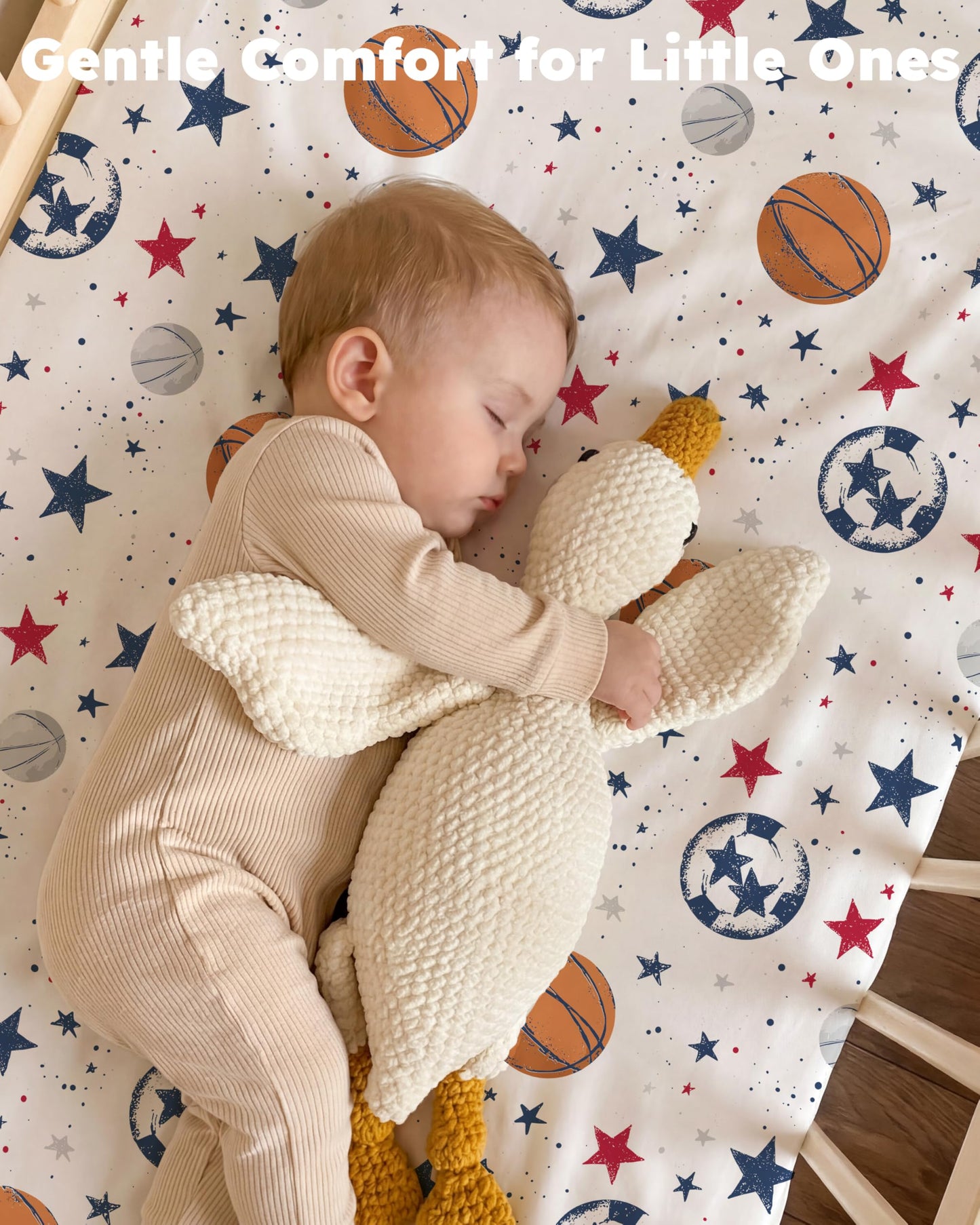 Nyessmee Pack and Play Sheets for Boys Girls, 38" x 26" Mini Crib Sheets Fitted for Pack n Play Mattress, Soft Breathable Playard Sheets, 2-Pack Blue Basketball