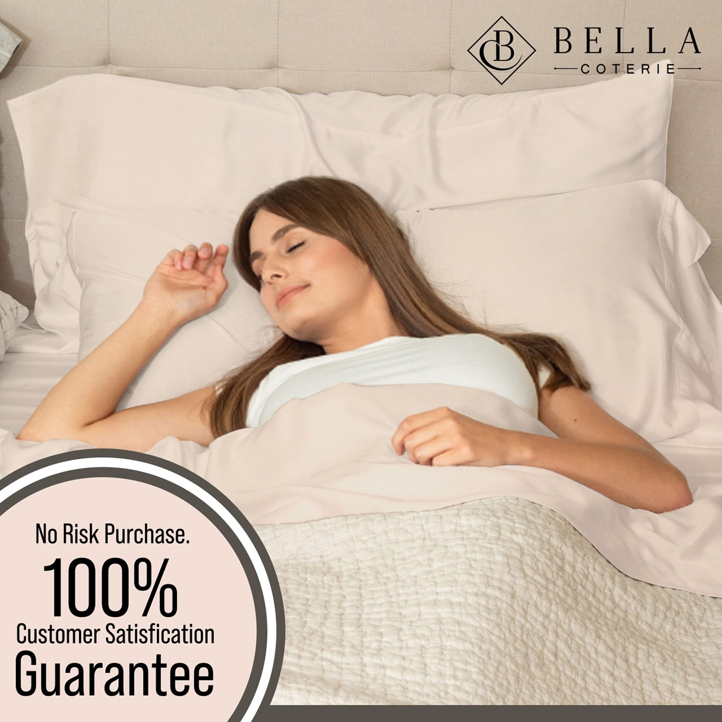 Bella Coterie Luxury Bamboo Viscose King Size Sheet Set | 100% Organically Grown | Ultra Soft | Cooling for Hot Sleepers | 18" Deep Pocket [Champagne]