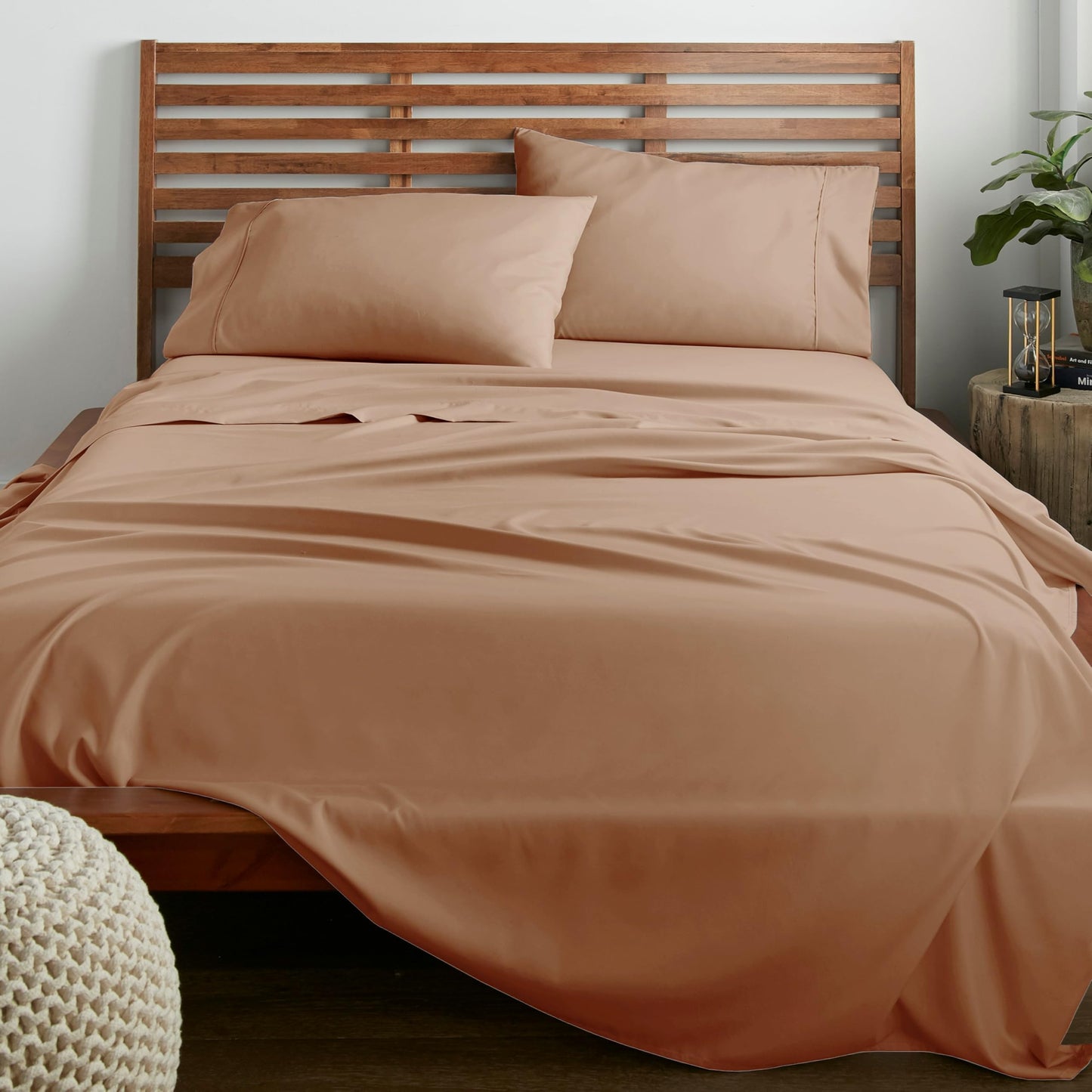 American Home Collection Full Size Sheet Set - Ultra-Soft Microfiber 15-Inch Deep Pocket - Wrinkle Free and Fade Resistant (Tan)