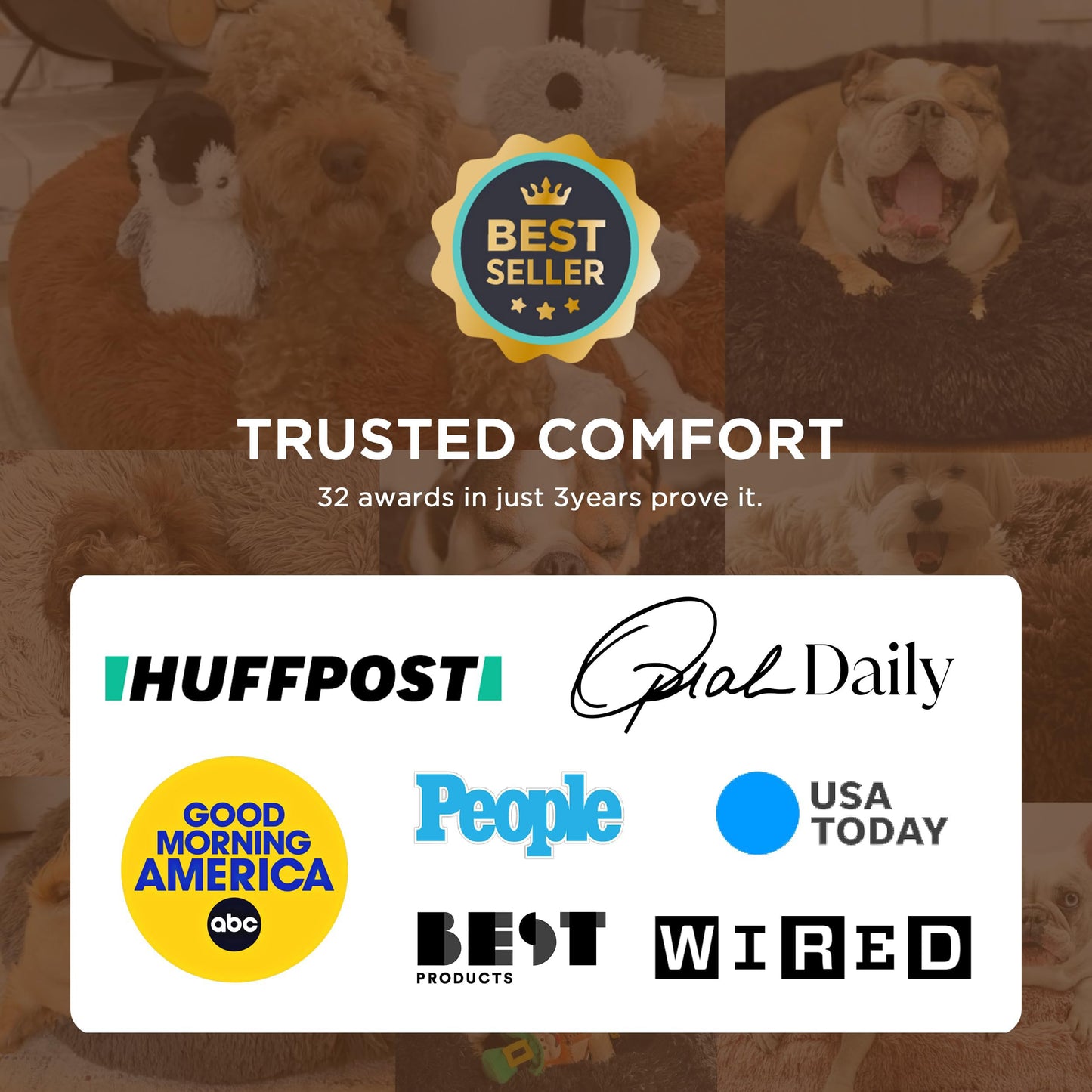 Bedsure Calming Dog Beds Large Sized Dog - Donut Washable Large Pet Bed, 36 inches Anti-Slip Round Fluffy Plush Faux Fur Dogs Bed, Fits up to 80 lbs Pets, Camel