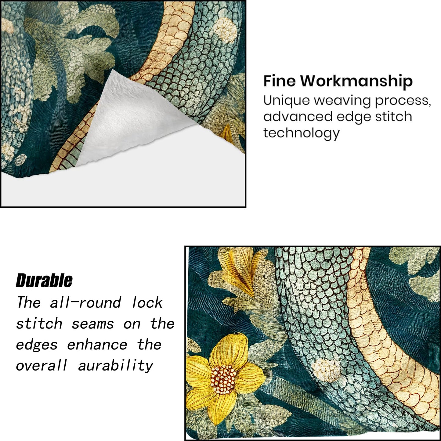 ainori Snake Blanket - Cool Serpentine Dark Green Botanical Fleece Throw,Gifts for Adult, Soft & Warm,Lightweight, for Modern Artistic Decor, Living Room Home Accent 50x60in