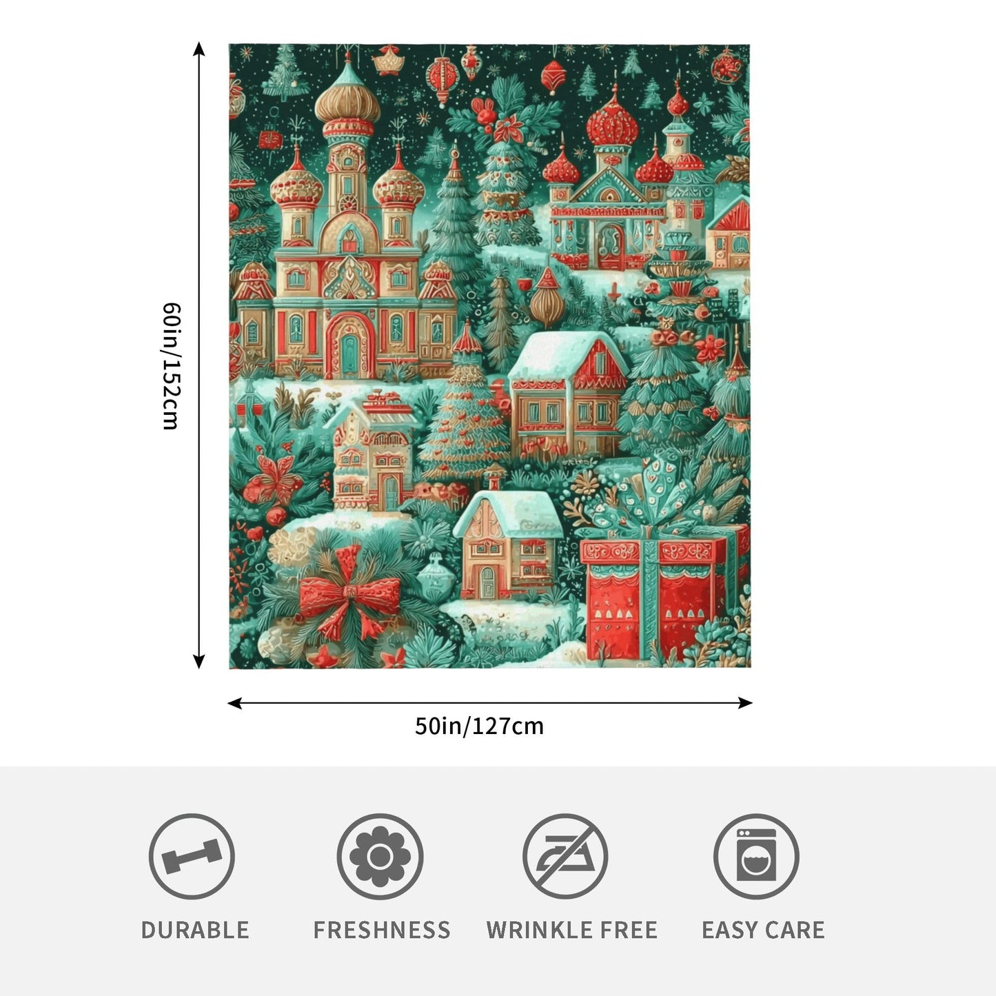 Green Christmas Castle Flannel Blanket Throw Soft Cozy Blanket for Living Room Couch Sofa Bed 50 x 60 Inches