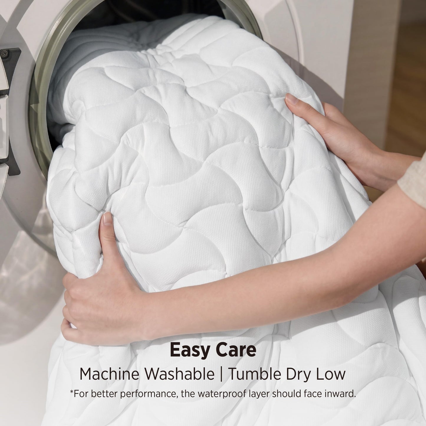 Bedsure Waterproof Mattress Protector Queen Size - Quilted Fitted Waterproof Mattress Pad Topper with 8-21 Inches Deep Pocket, Noiseless Bed Cover Padded, Machine Washable,White, 60x80 Inches