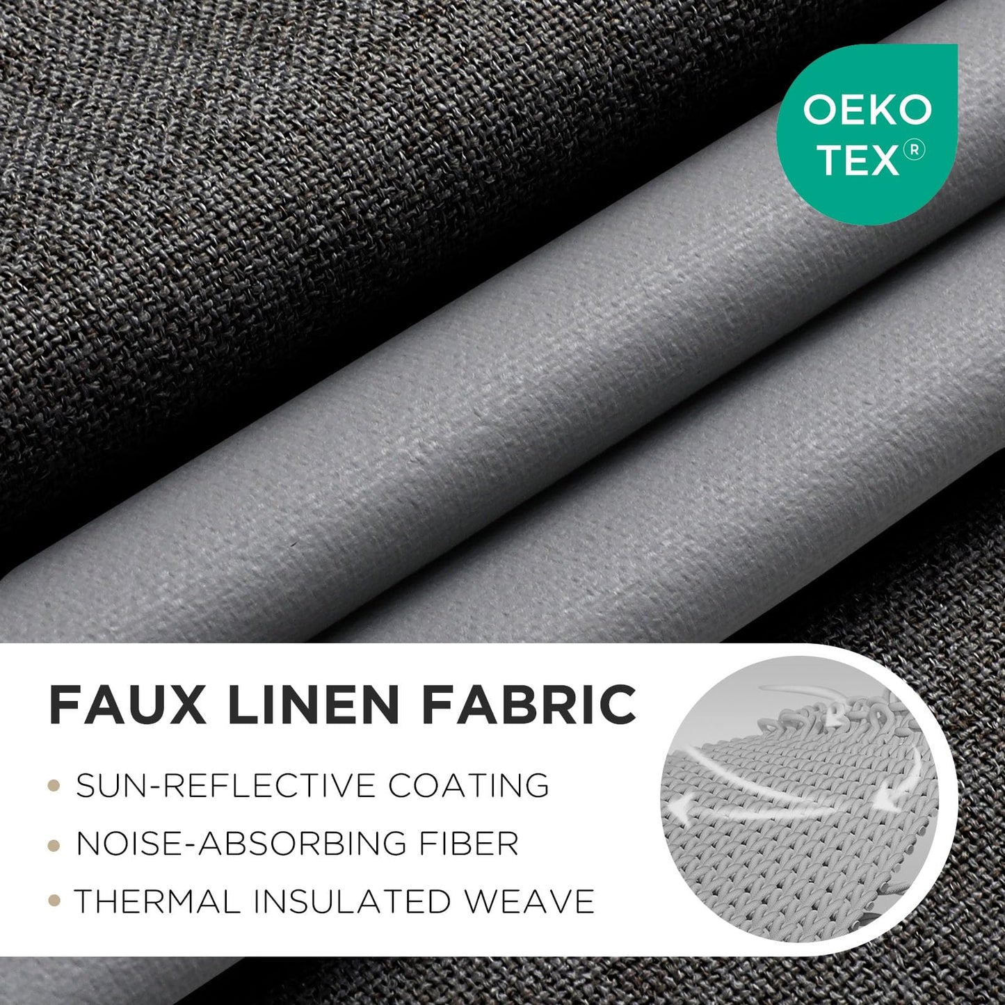 Joydeco Blackout Curtains 84 Inches Long 2 Panels Burg, Room Darkening Curtains for Bedroom, 100% Black Out Textured Thermal Drapes Privacy Protection 2 Panels Set(W52 x L84 Inch, Charcoal Grey)
