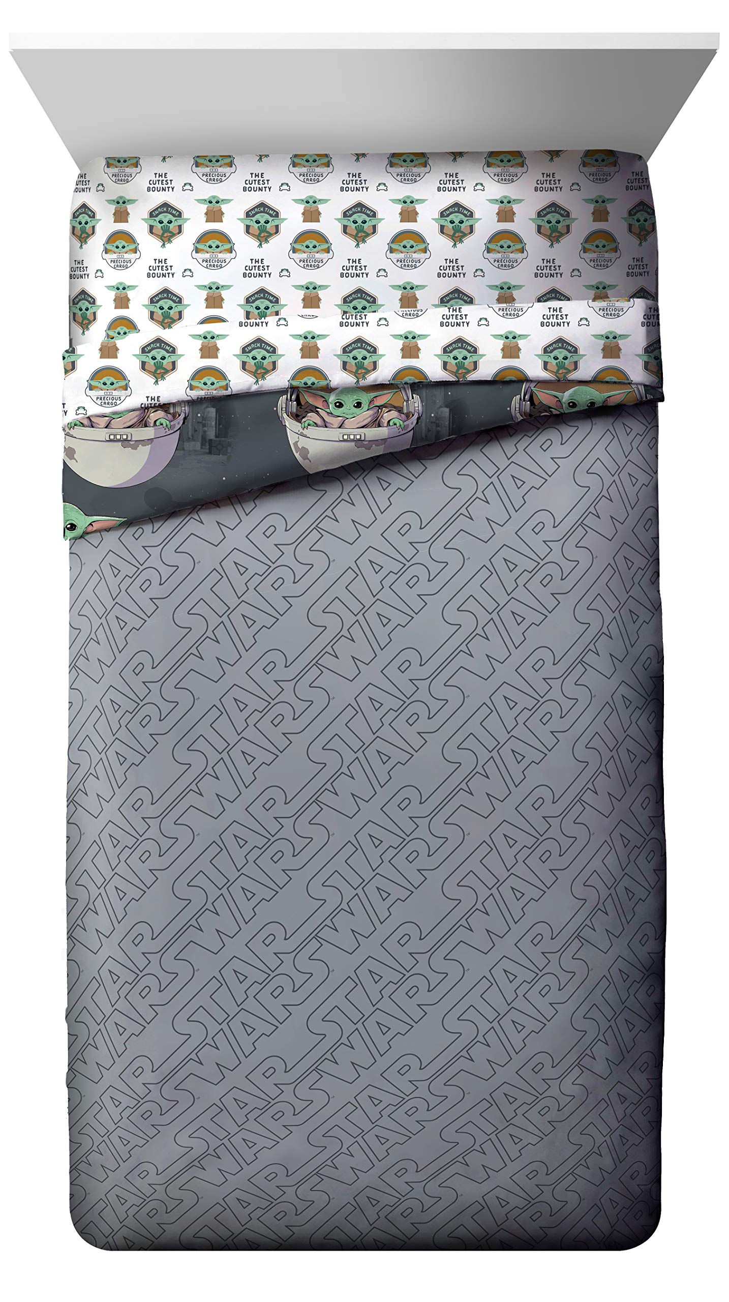 Jay Franco Star Wars The Mandalorian The Child 5 Piece Full Bed Set - Includes Reversible Comforter & Sheet Set - Bedding Features Baby Yoda - Super Soft Fade Resistant Microfiber