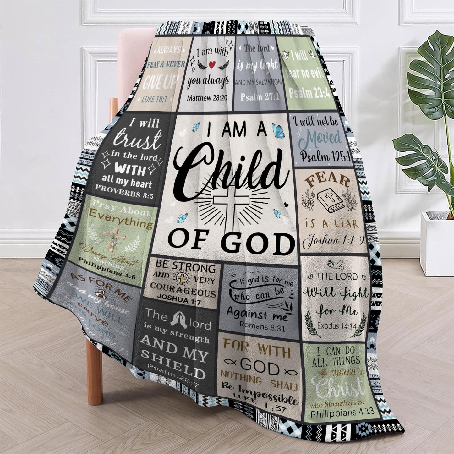 CIUGOIG Christian Gifts for Women & Men - 50"X60" I Am a Child of God Blankets - Inspirational Religious Birthday Catholic Spiritual Gifts Faith Based Gift - Christian Throws