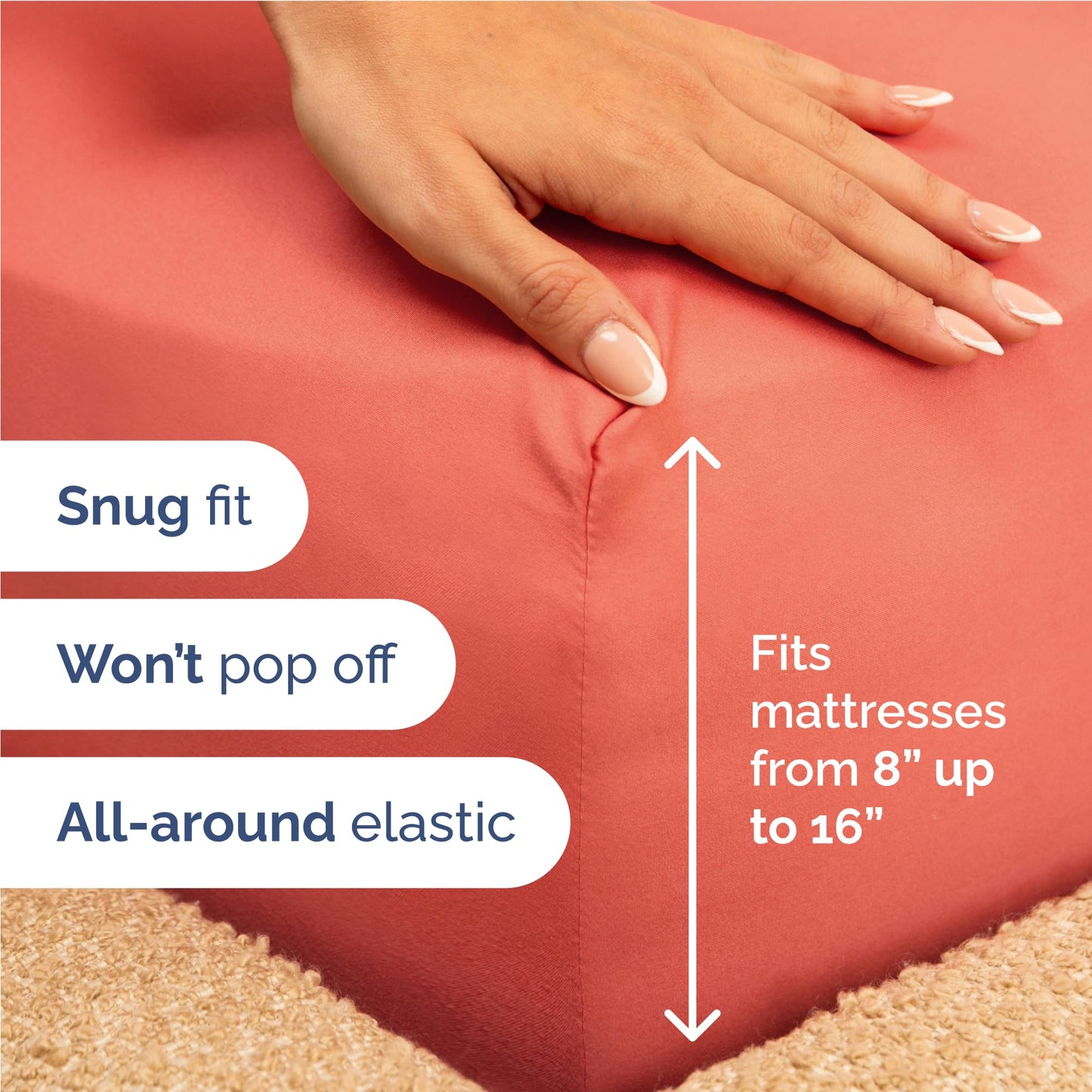 Full Size 4 Piece Sheet Set - Comfy Breathable & Cooling Sheets - Hotel Luxury Bed Sheets for Women & Men - Deep Pockets, Easy-Fit, Extra Soft and Wrinkle Free Sheets - Coral Oeko-Tex Bed Sheet Set
