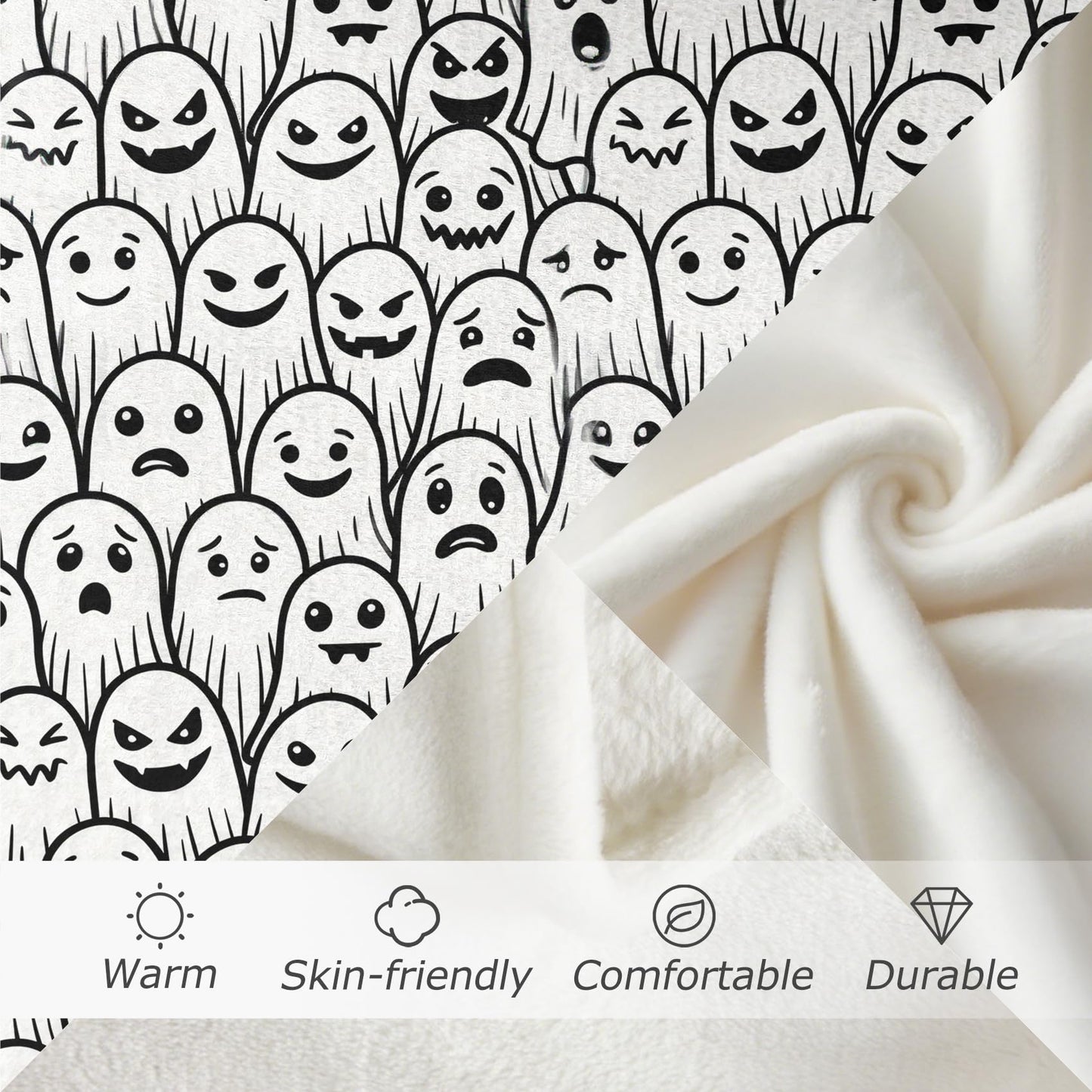 GEDAEUBA Ghost Gifts for Women - Halloween Spooky Fleece Blanket Throw, Soft Cozy Blankets & Throws for Couch, Bed, and Sofa, 50x60 inches
