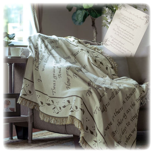 Amazing Grace Sympathy Throw Blanket with Condolence Card – Memorial Gift for Loss of Loved One, Scripture Tapestry Afghan for Remembrance and Grief Comfort
