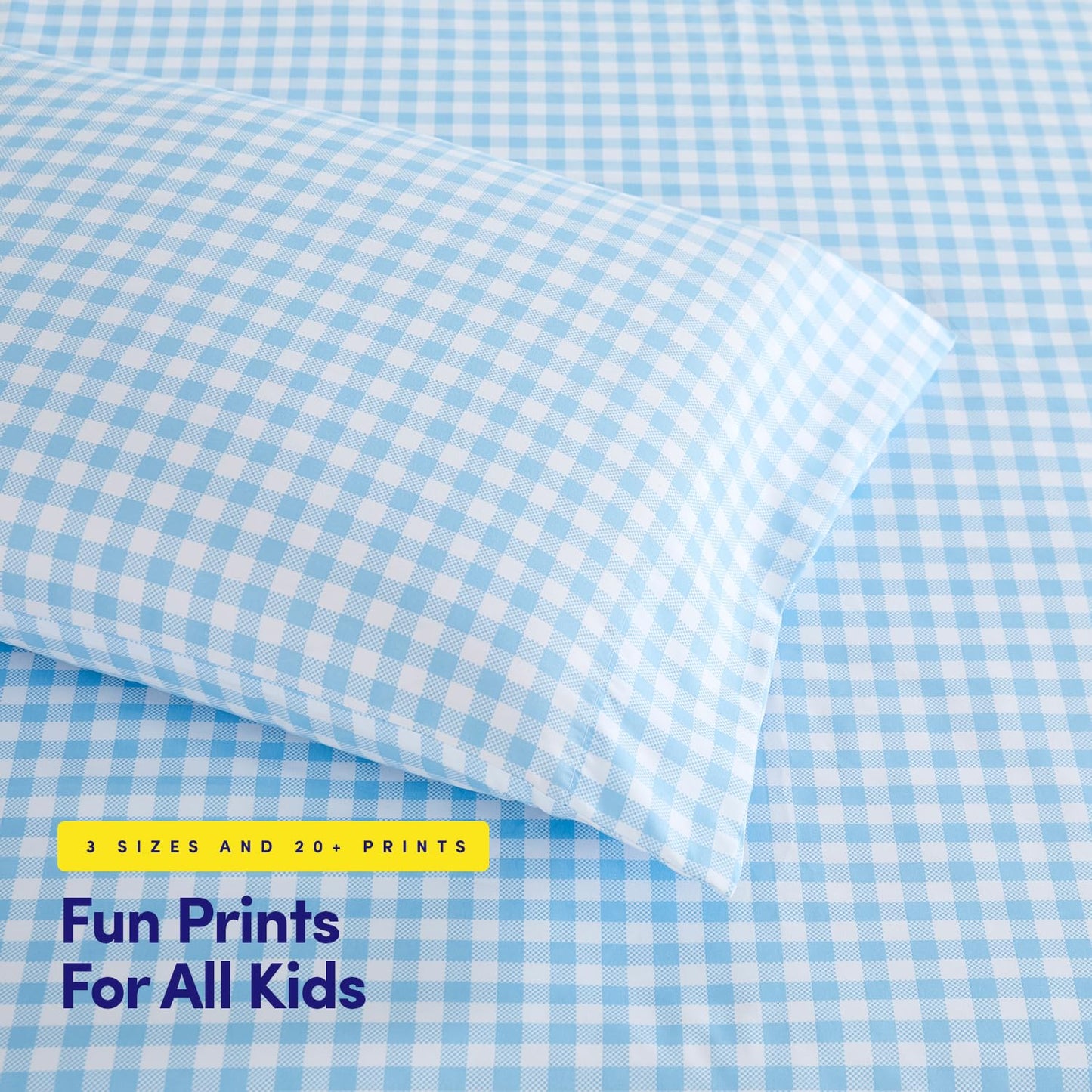 1500 Supreme Kids Bed Sheet Collection - Fun Colorful and Comfortable Boys and Girls Toddler Sheet Sets - Deep Pocket Wrinkle Free Soft and Cozy Bedding - Twin, Blue Gingham