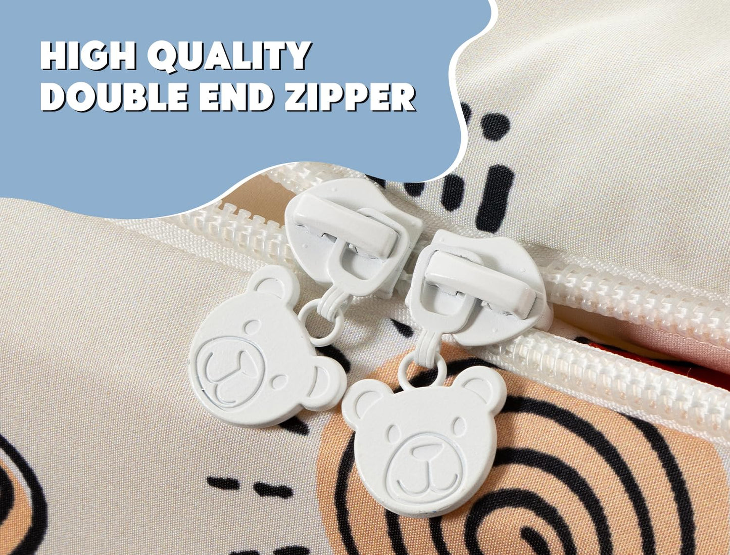 Meeting Story 3pcs Kids Comforter Set Zipper Bedding Set,Twin Space Bedding Set Comforter Set for Kid,All in one Zipper Bedding（Beige,Twin）
