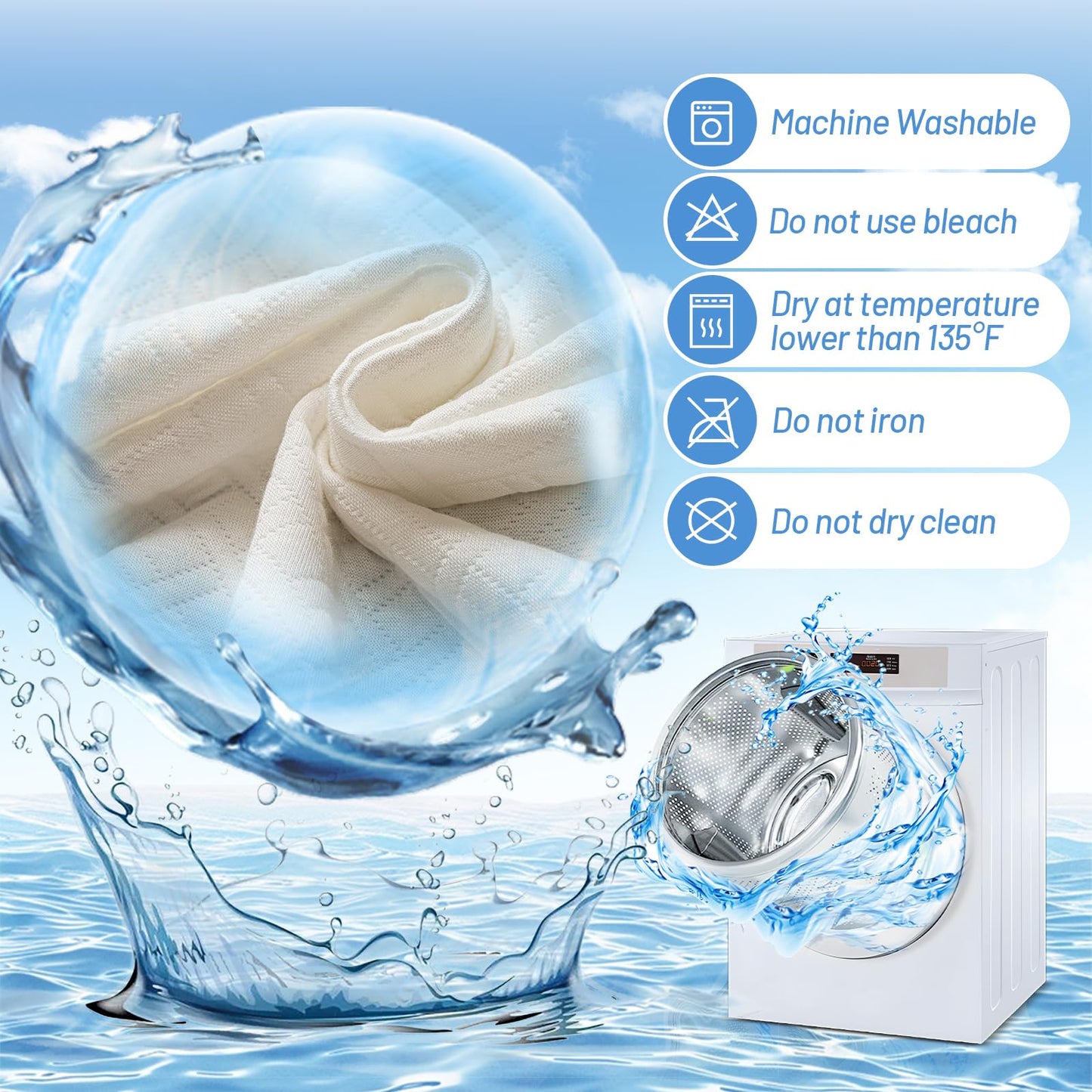 Premium Bamboo Mattress Protector – Queen Size, Waterproof, & Ultra Soft Breathable Noiseless Washable Bed Mattress Cover for Comfort & Protection MC01QUEEN-L