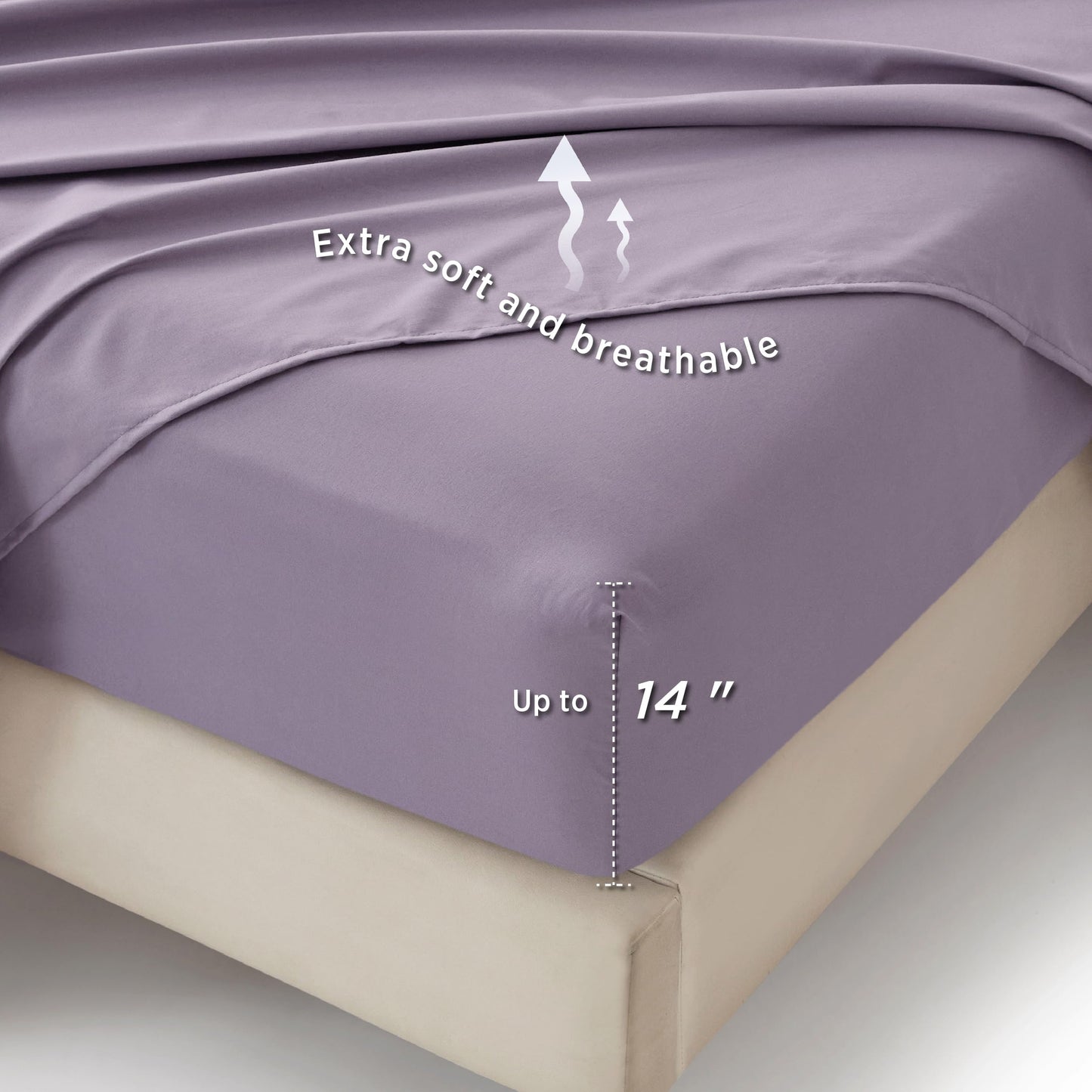 Bedsure Grayish Purple Queen Comforter Set - 7 Pieces Floral Bedding Sets Queen Bed in a Bag with Reversible Botanical Flowers Comforter, Sheets, Pillowcases & Shams