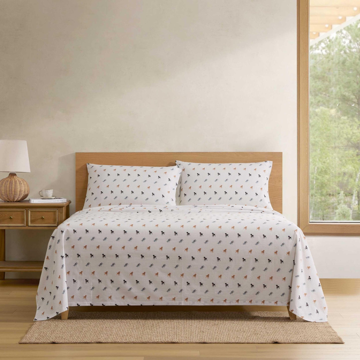 Eddie Bauer - Twin Size Sheet Set, Cotton Percale Bedding with Deep Pocket Fitted Sheet, Bed Sheets with Matching Pillowcase, Buddy Scarves and Stripes Beige