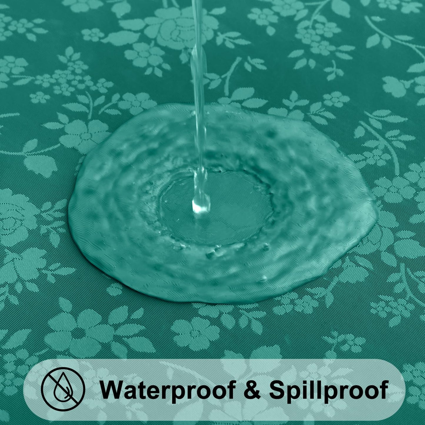 Smiry Rectangle Table Cloth, Waterproof Heavy Duty Vinyl Tablecloths, Wipeable Washable Table Cover for Kitchen and Dining Room (Christmas Green, 60" X 102")