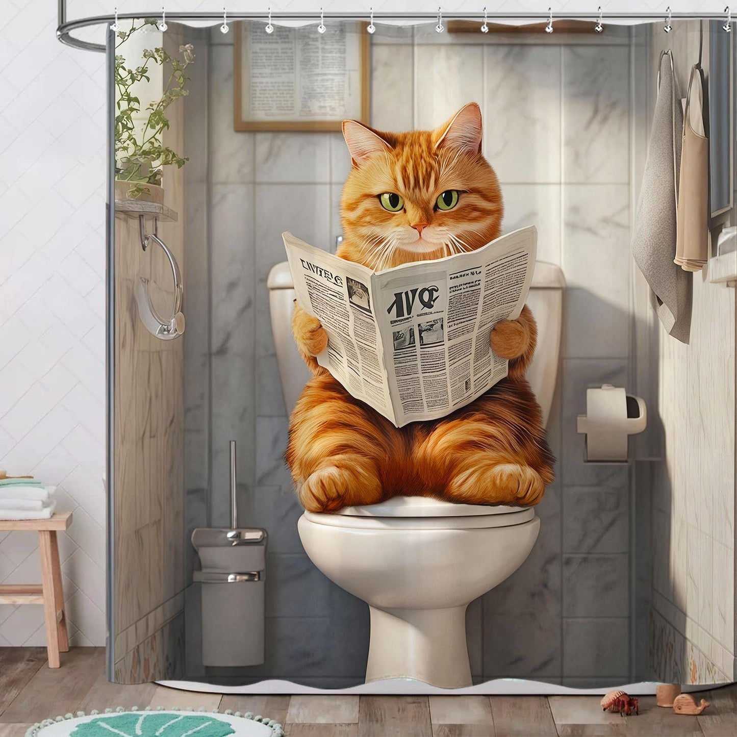 Wegklazax Cat Shower Curtain Funny Shower Curtain Fun Shower Curtains for Bathroom Animal Shower Curtain Set with 12 Hooks Funny-06 72×72 Inches